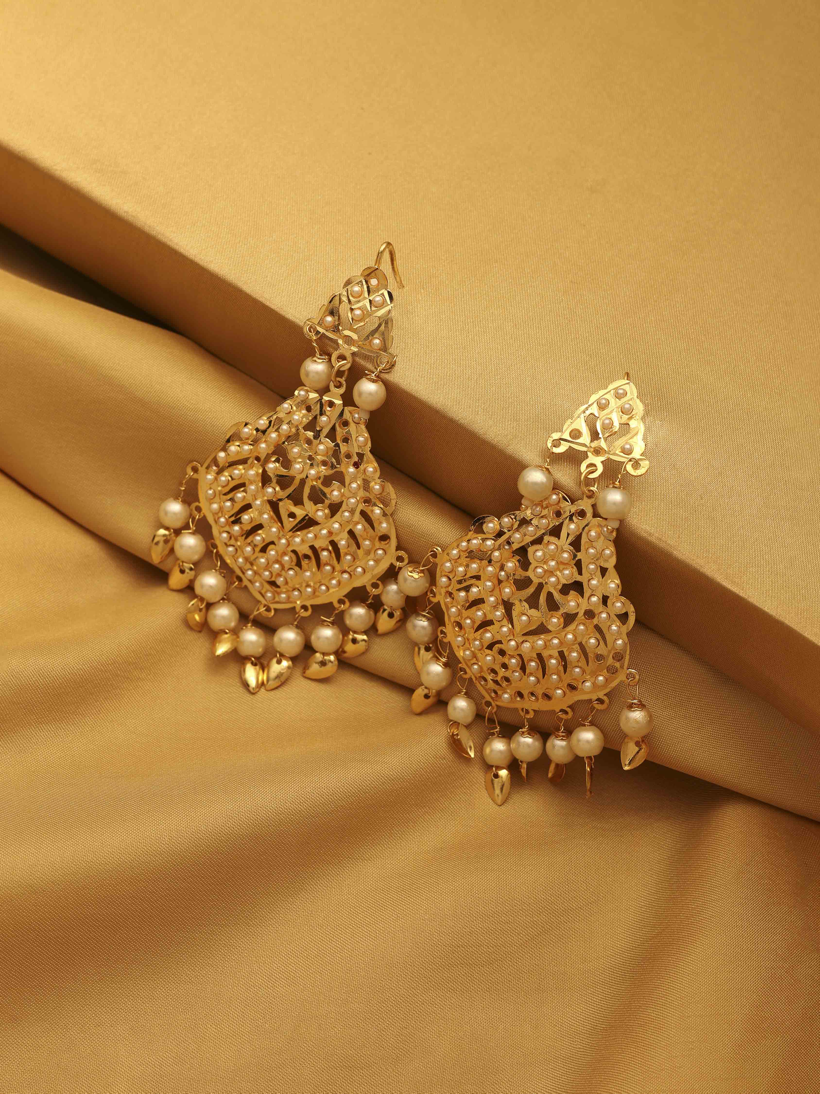 White Gold Plated Brass Drop & Dangler Earrings image number 0