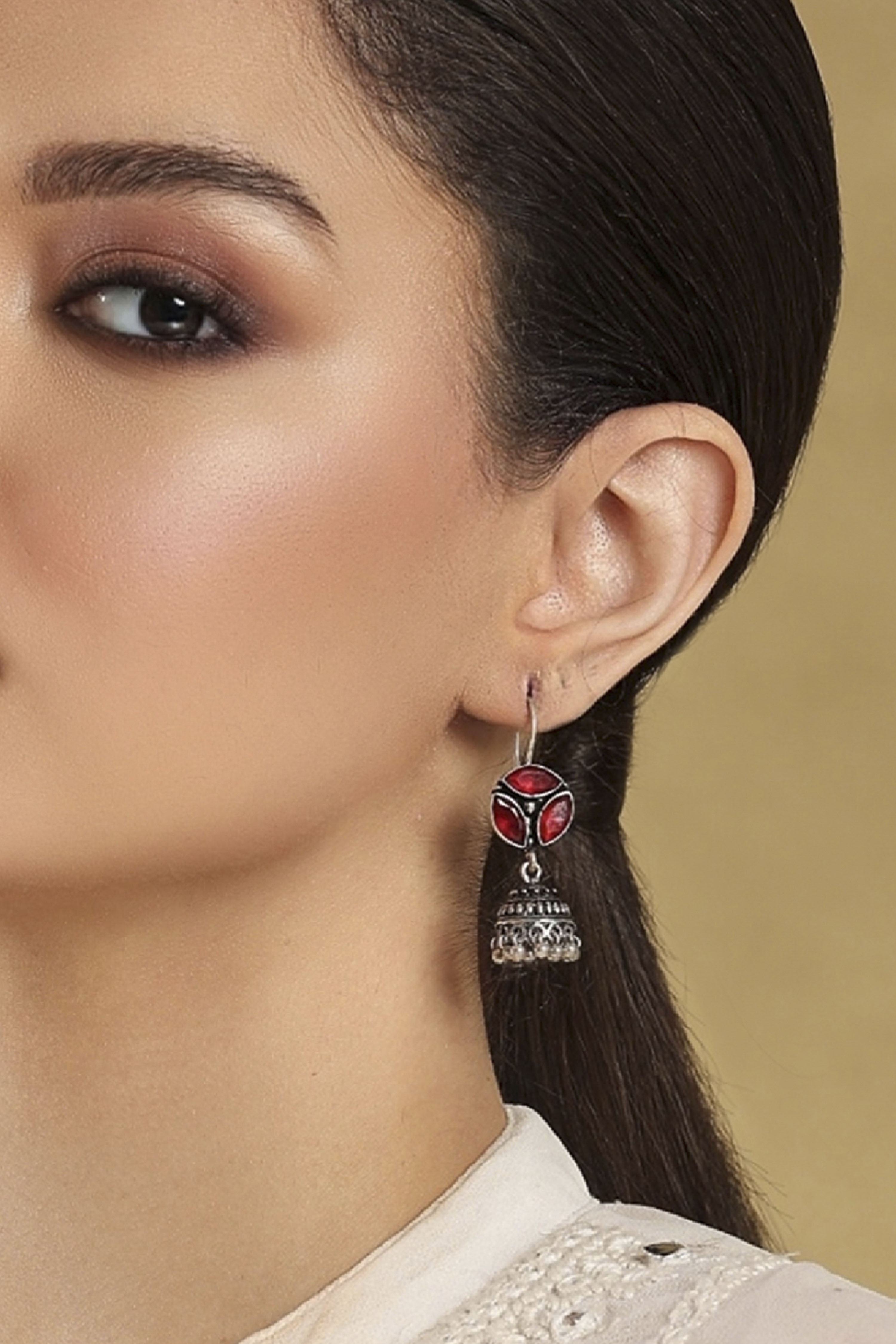 Red Brass Jhumka image number 1