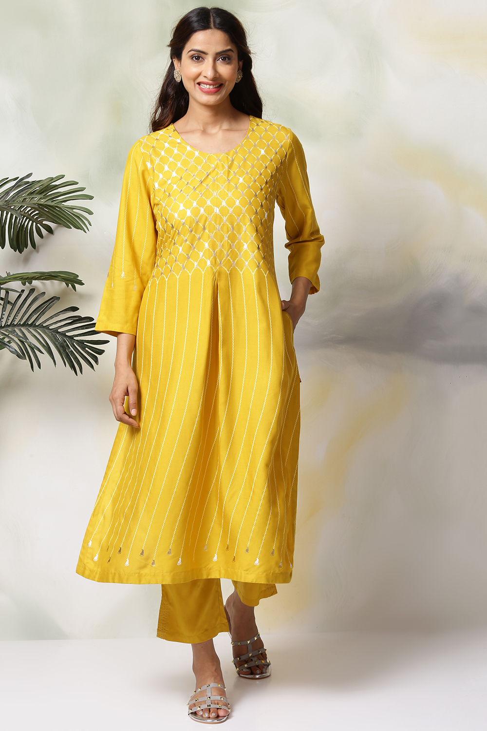 Blue Rayon Straight Kurta Pants Set image number 0