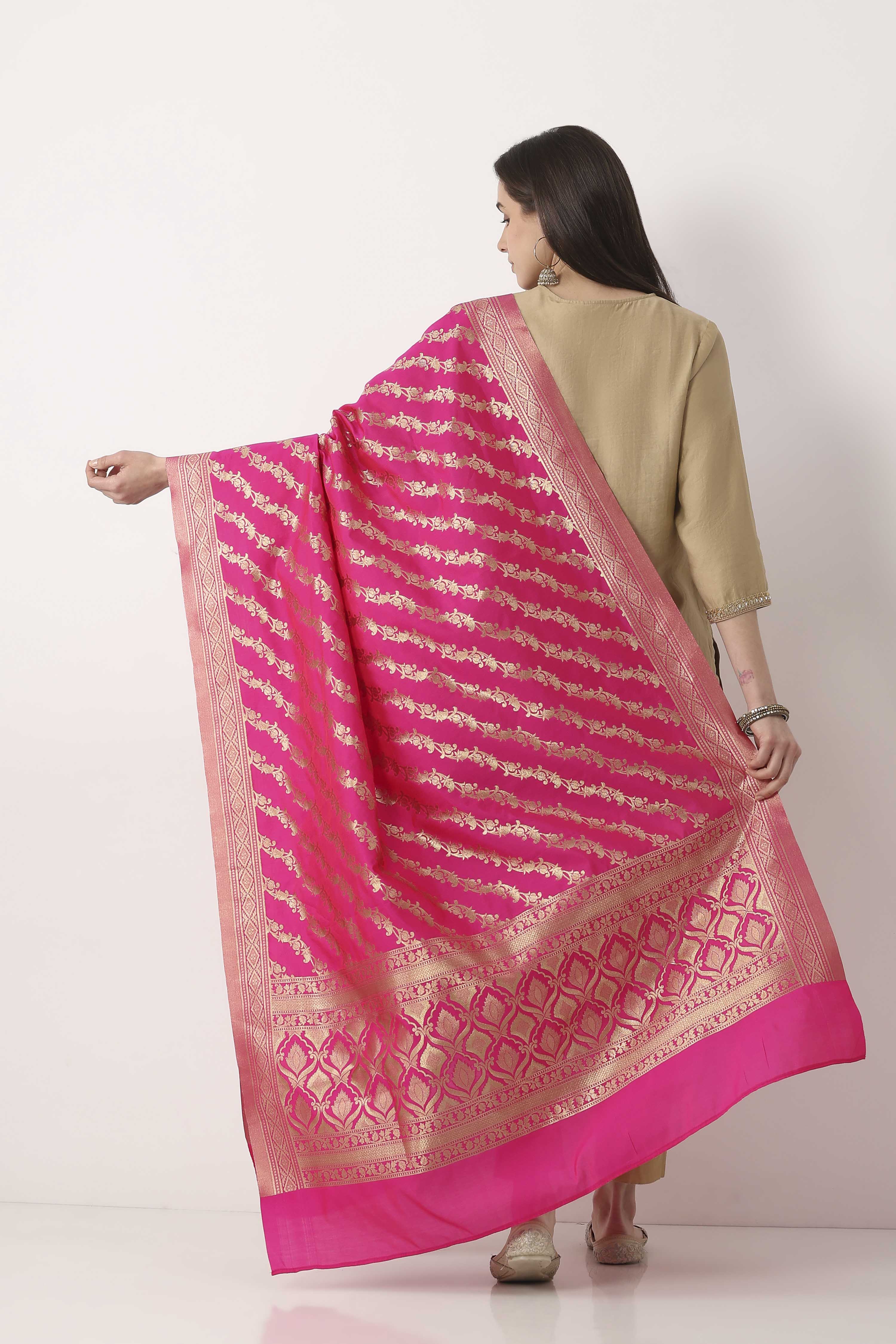 Rani Pink Art Silk Dupatta image number 2