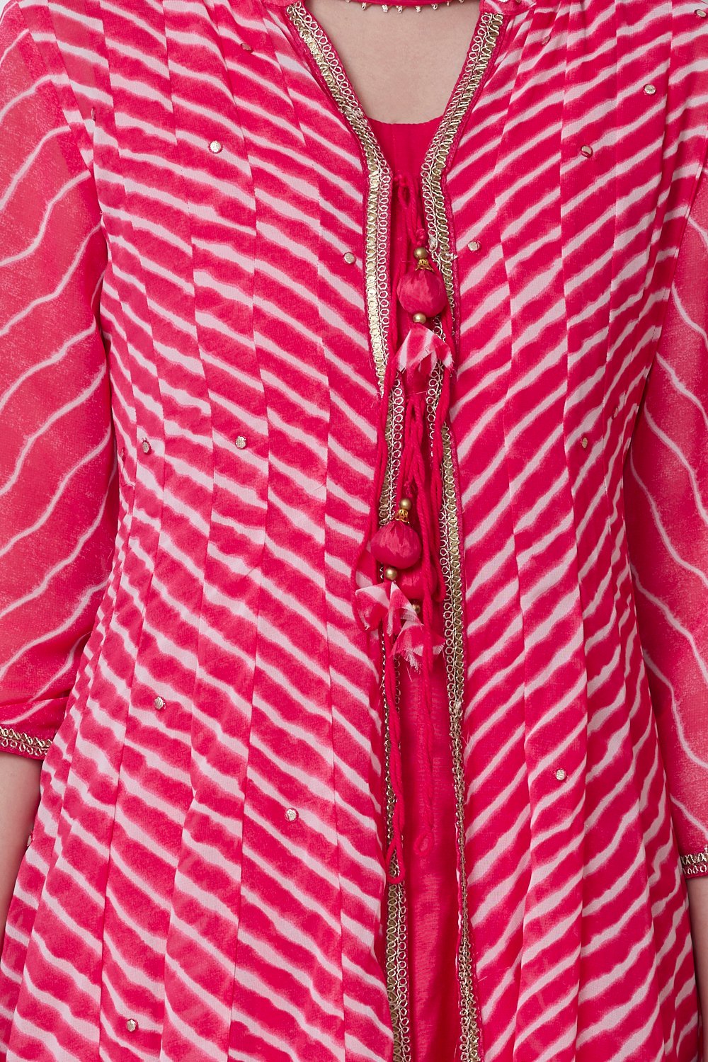 Pink Art Silk Front Open Kurta Churidar Suit Set image number 1