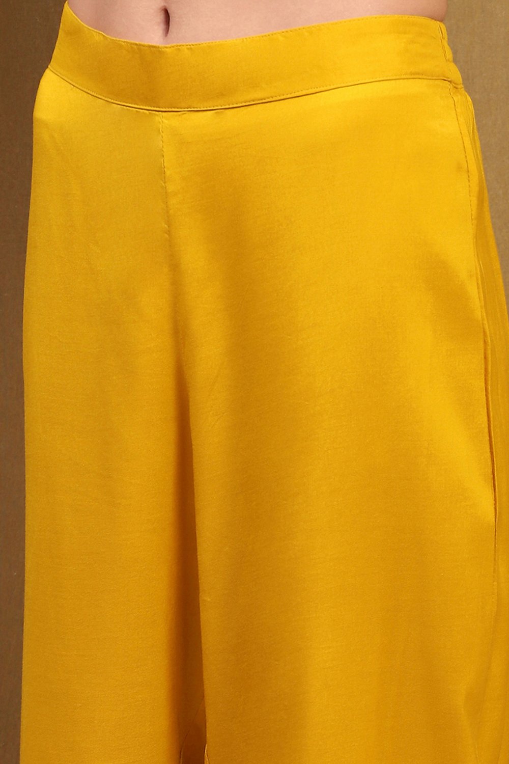Mustard Yellow Viscose Blend Yarn Dyed Straight Suit Set image number 2