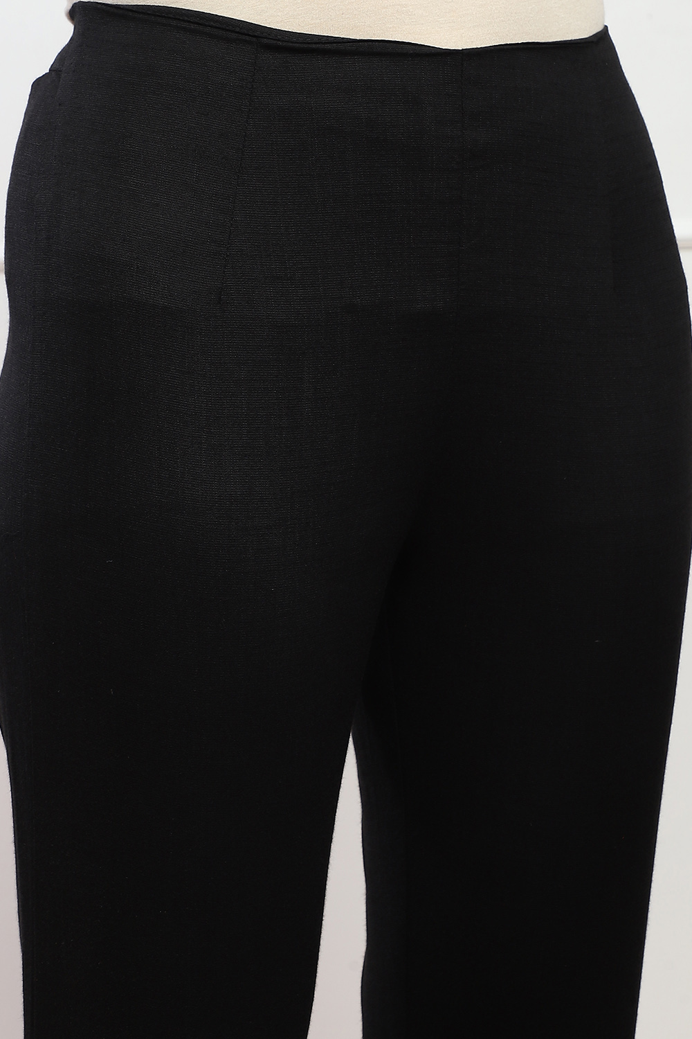Beige Viscose Lycra Solid Pant image number 1