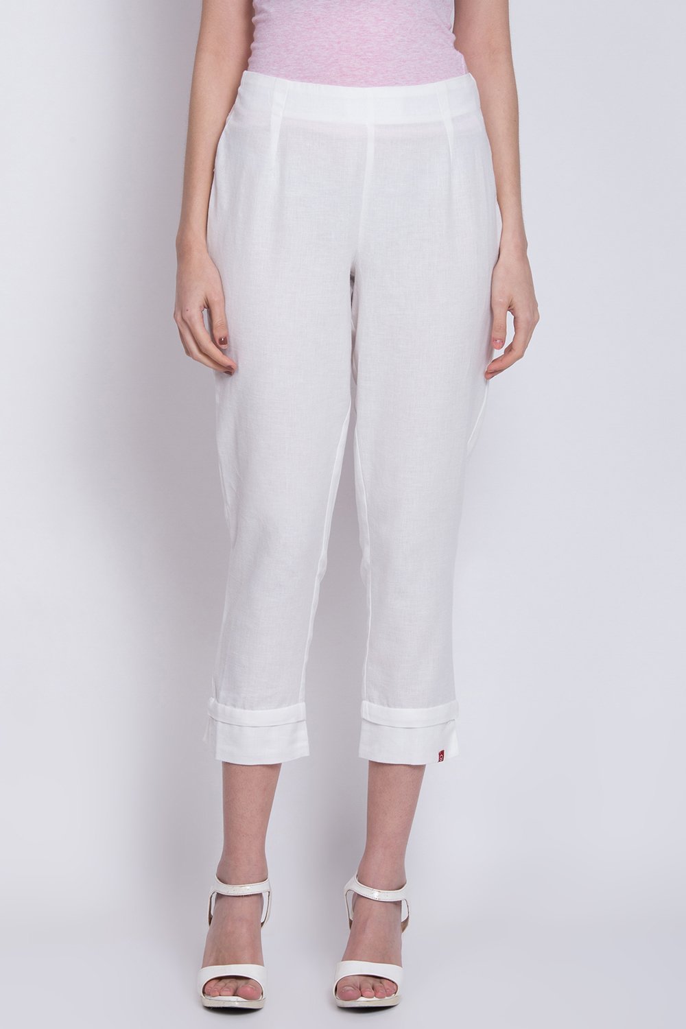 Black Cotton Blend Solid Pant image number 0