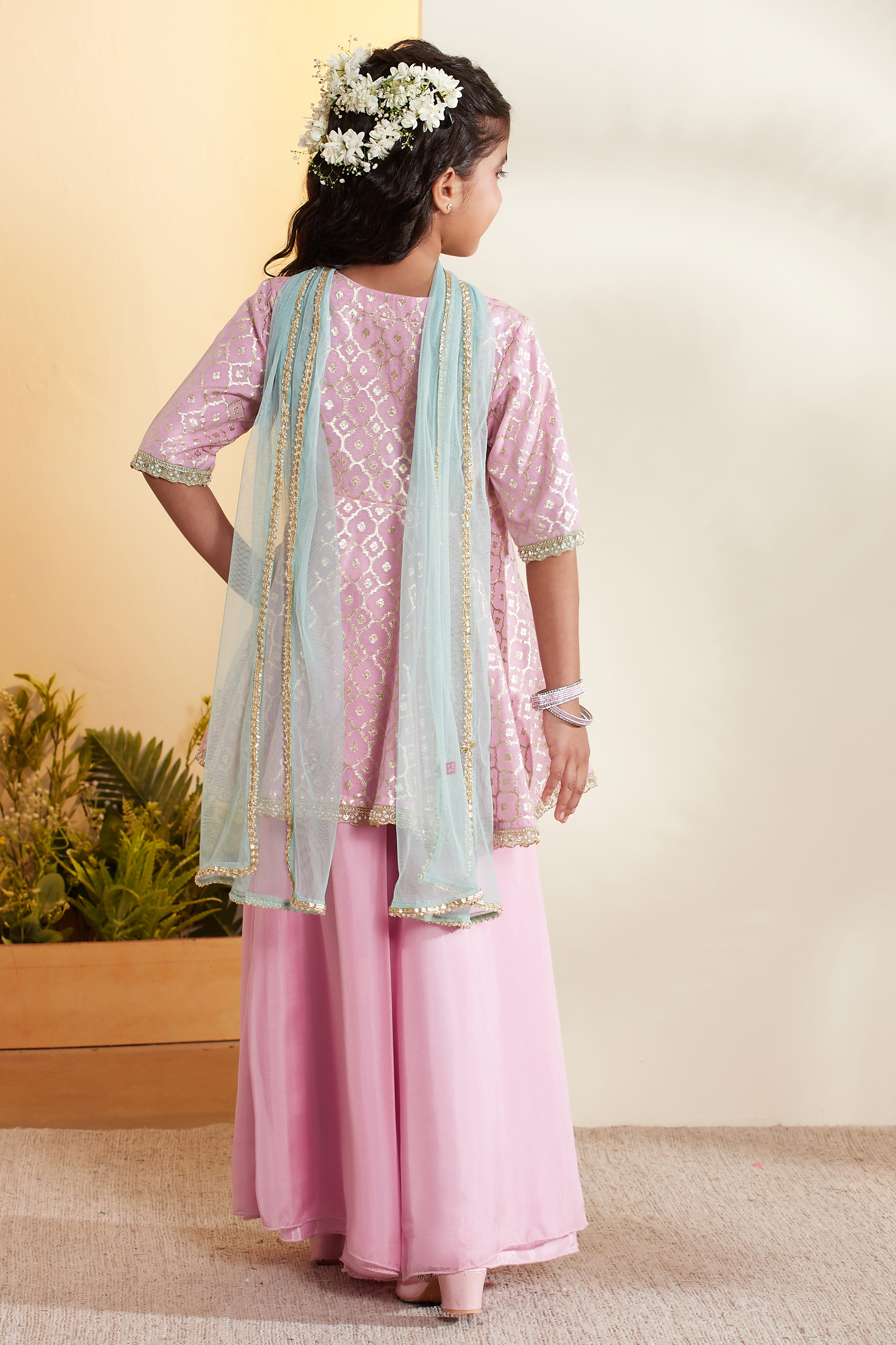 Pink Printed Peplum Kurta Set image number 5