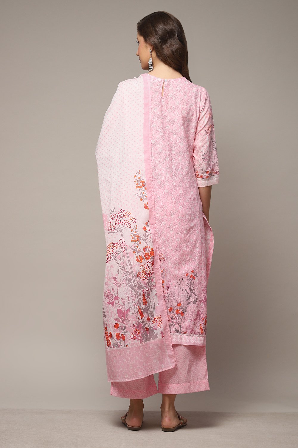 Powder Blue Cotton Straight Kurta Palazzo Suit Set image number 2