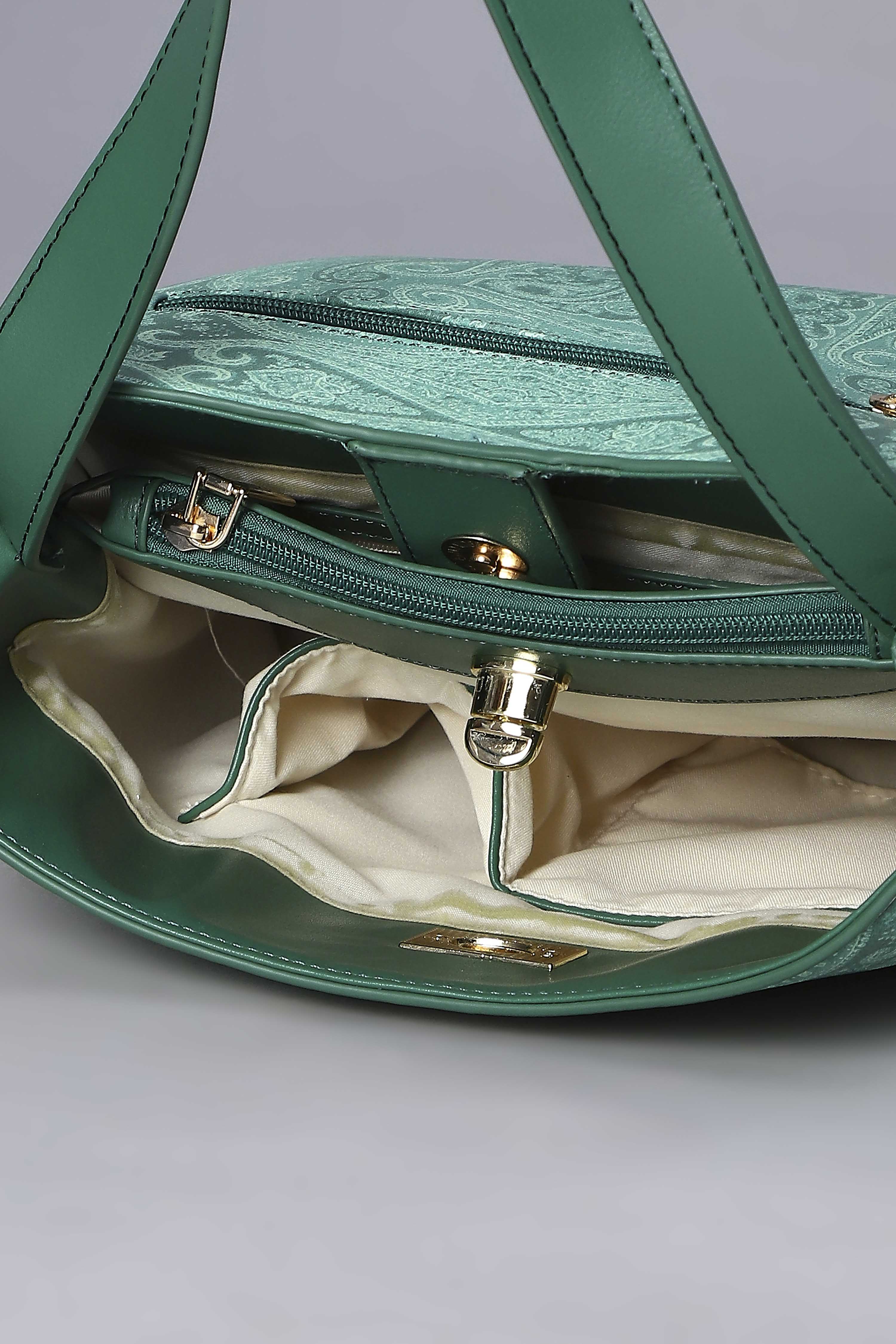 Green PU Tote Bag image number 5