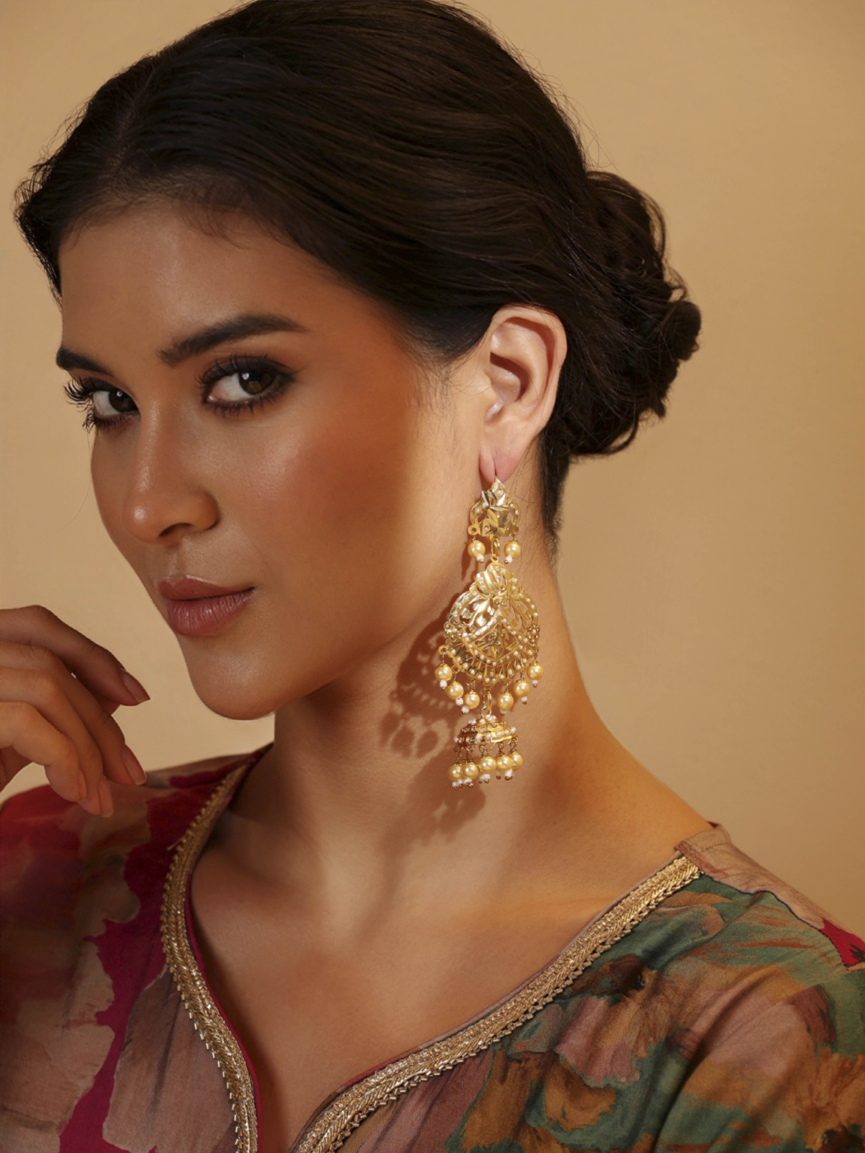 White Gold Plated Brass Jhumkas image number 1