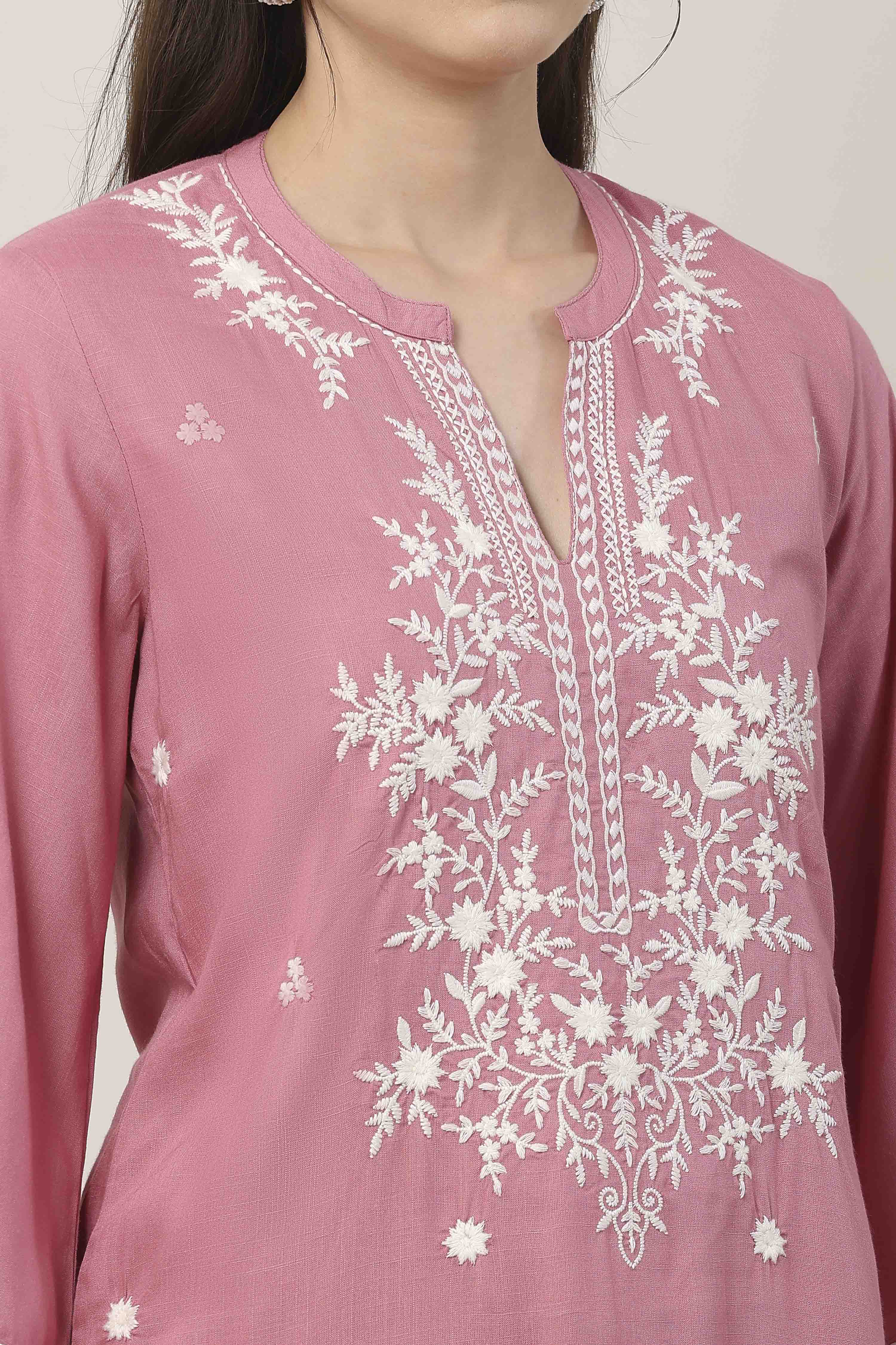 Green Yoke Embroidered Straight Suit Set image number 1