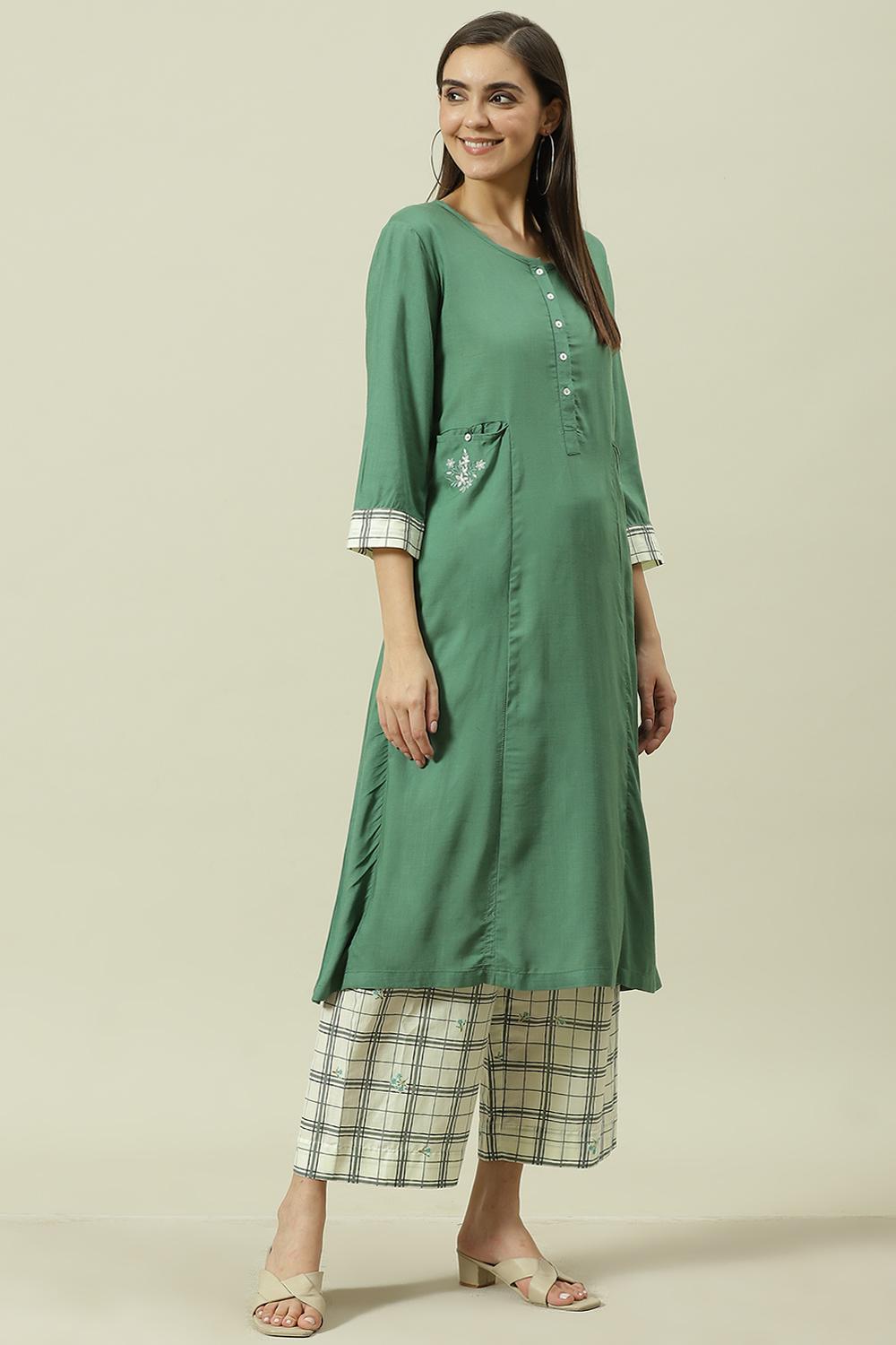 Pink & Purple Solid Rayon Straight Suit Set image number 3