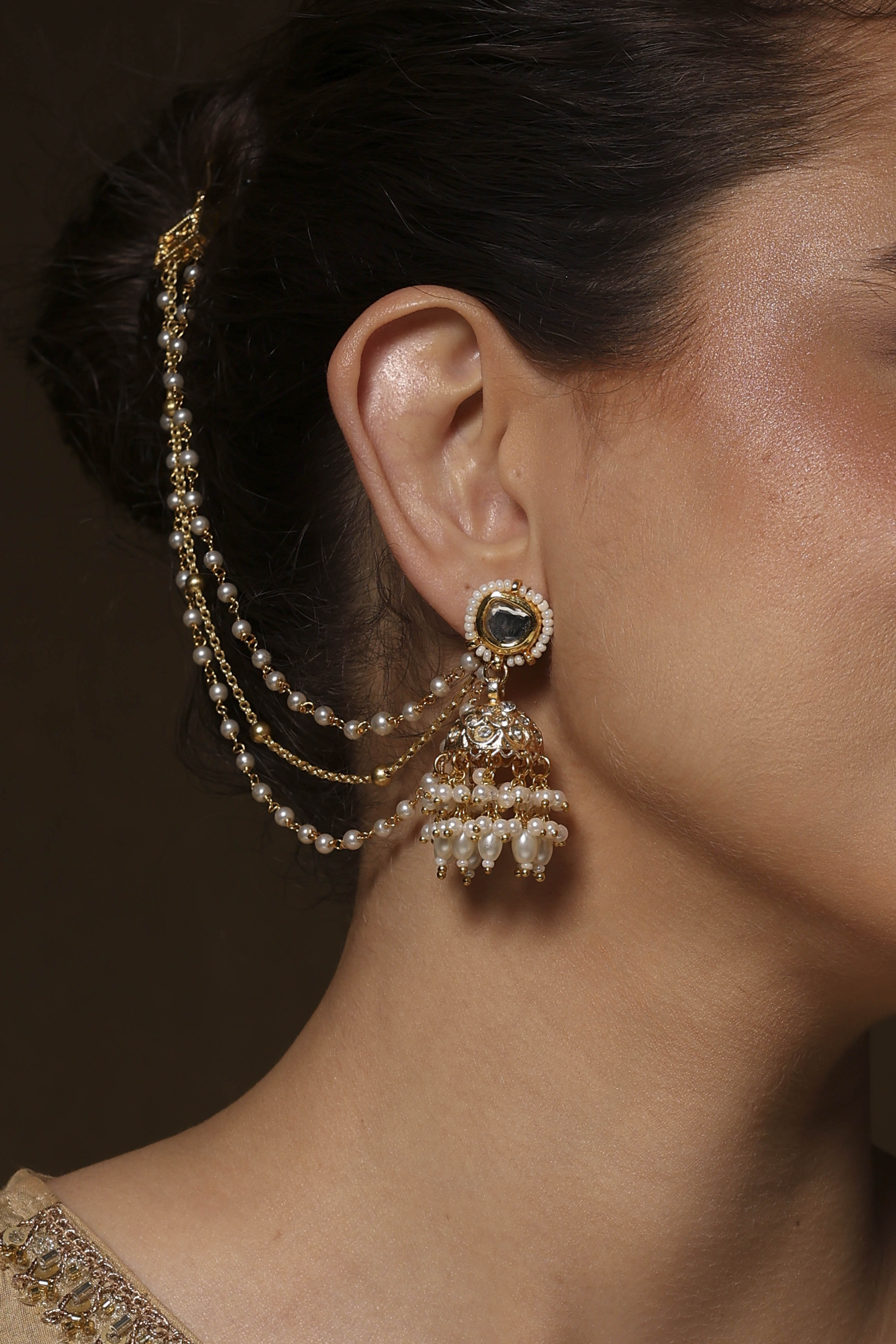 White Brass Drop & Danglers image number 1