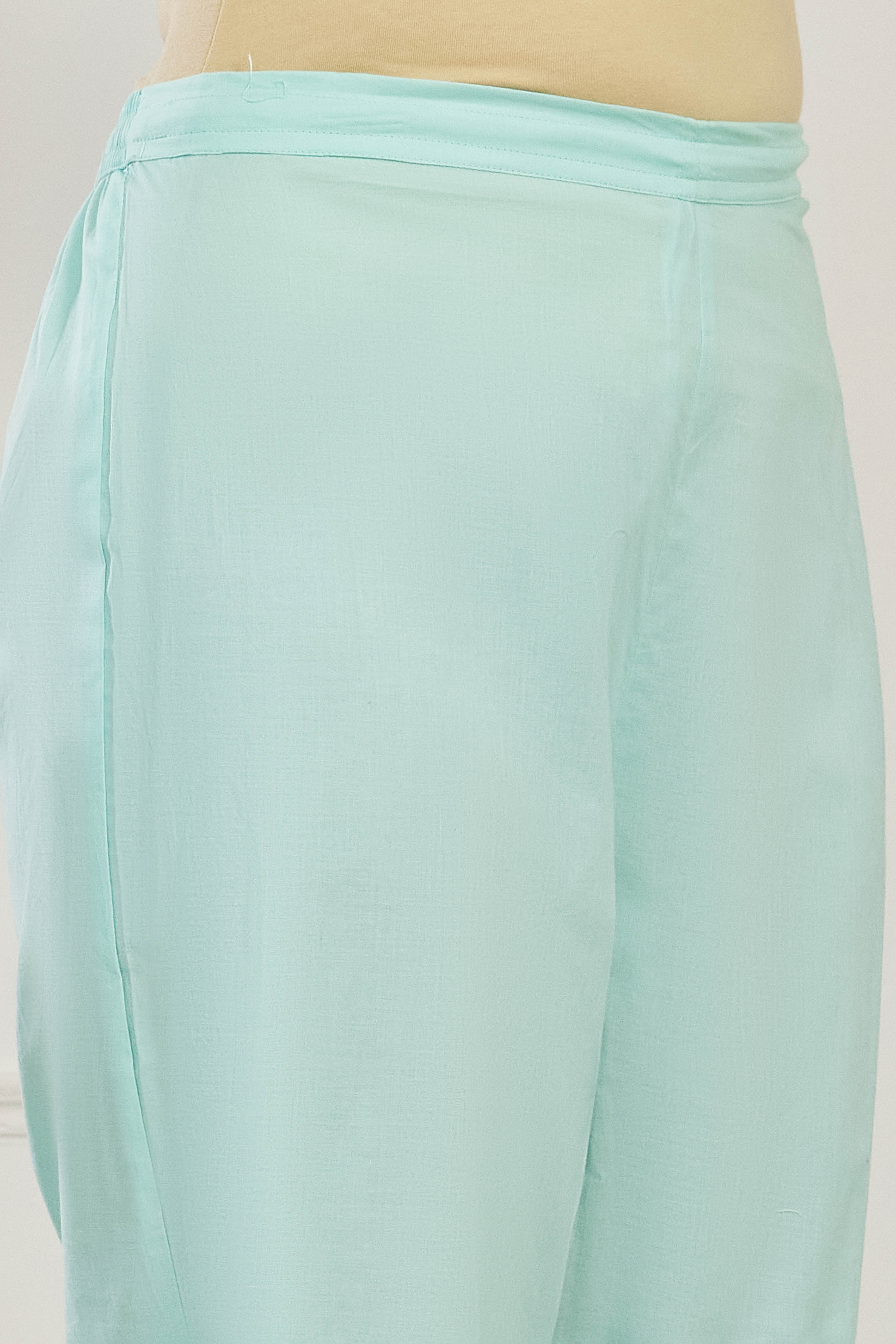 Blue Cotton Straight Suit Set image number 2