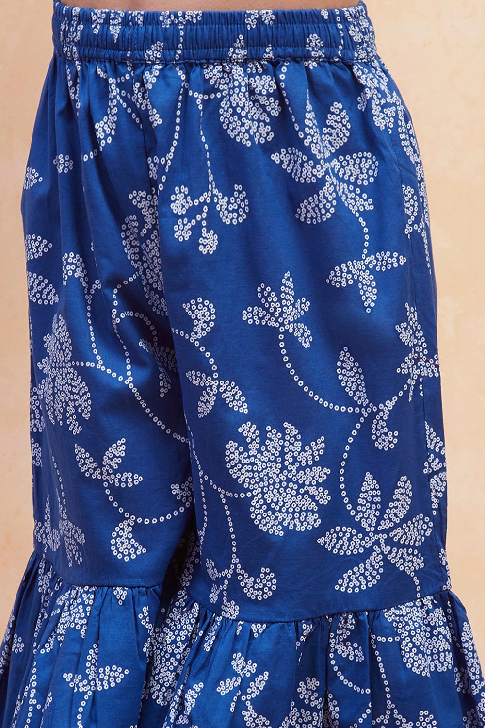 Blue Cotton Tiered Suit Set image number 2