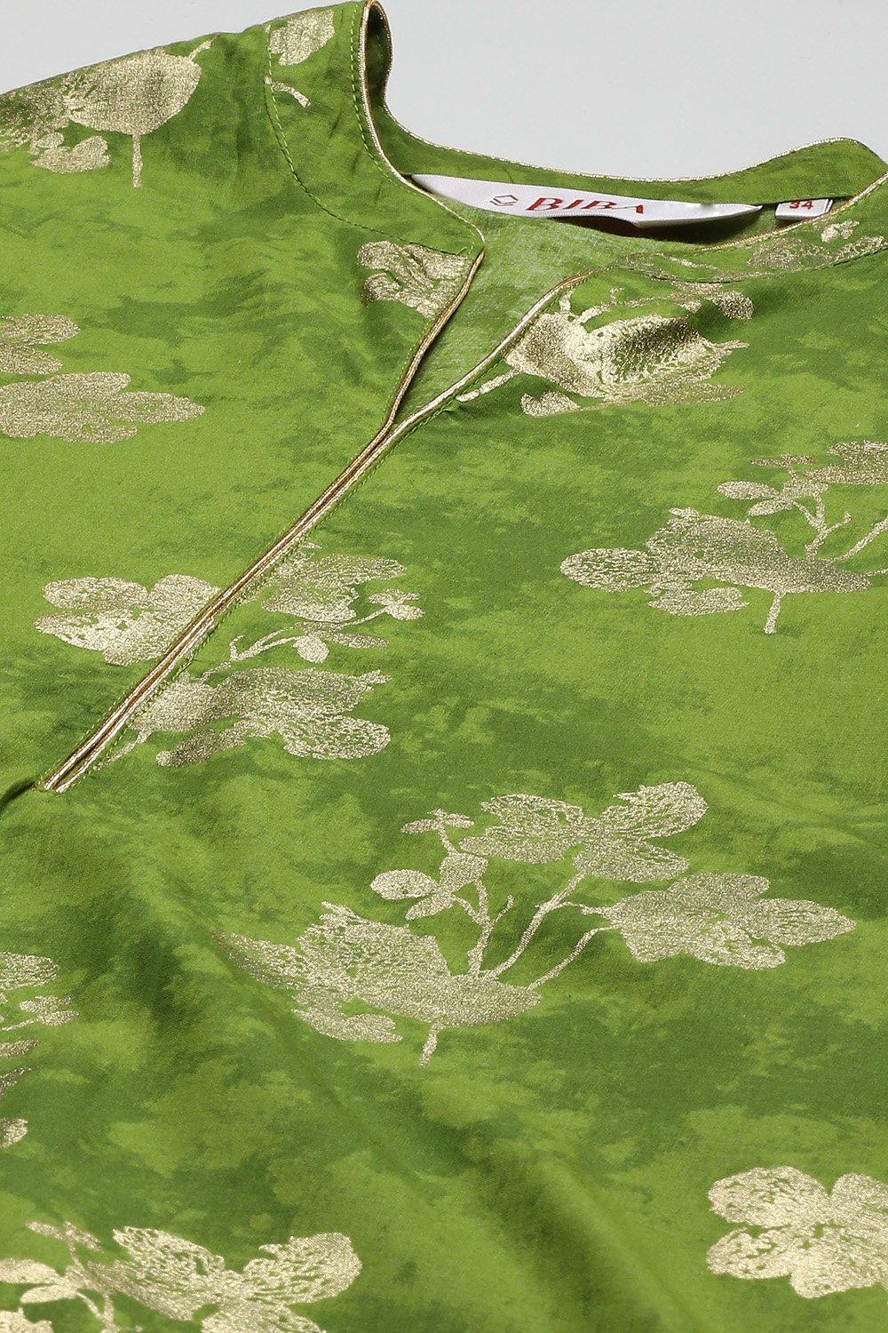 Mehndi Cotton Straight Kurta Palazzo Suit Set image number 2