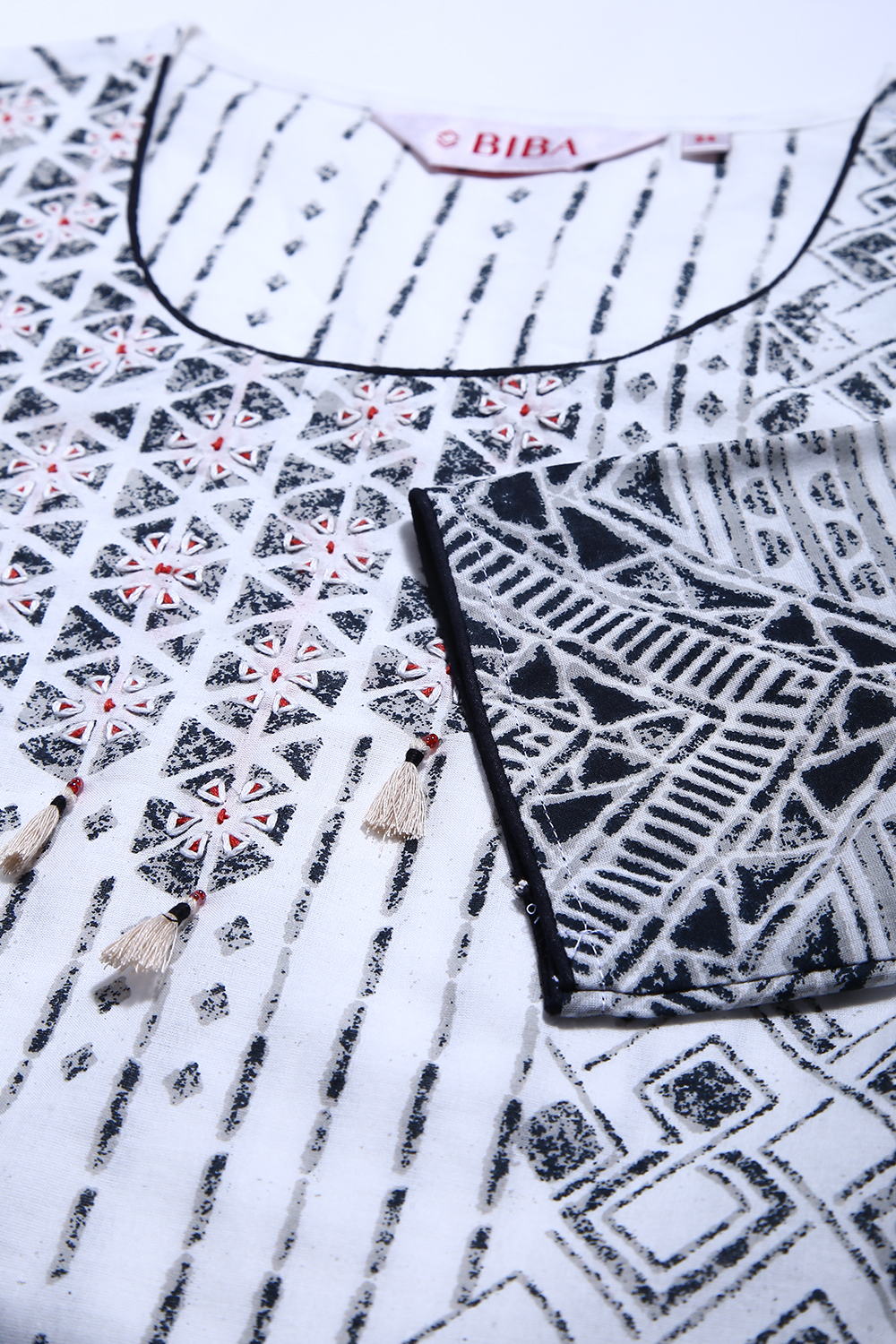 Black Cotton Straight Printed Kurta image number 1