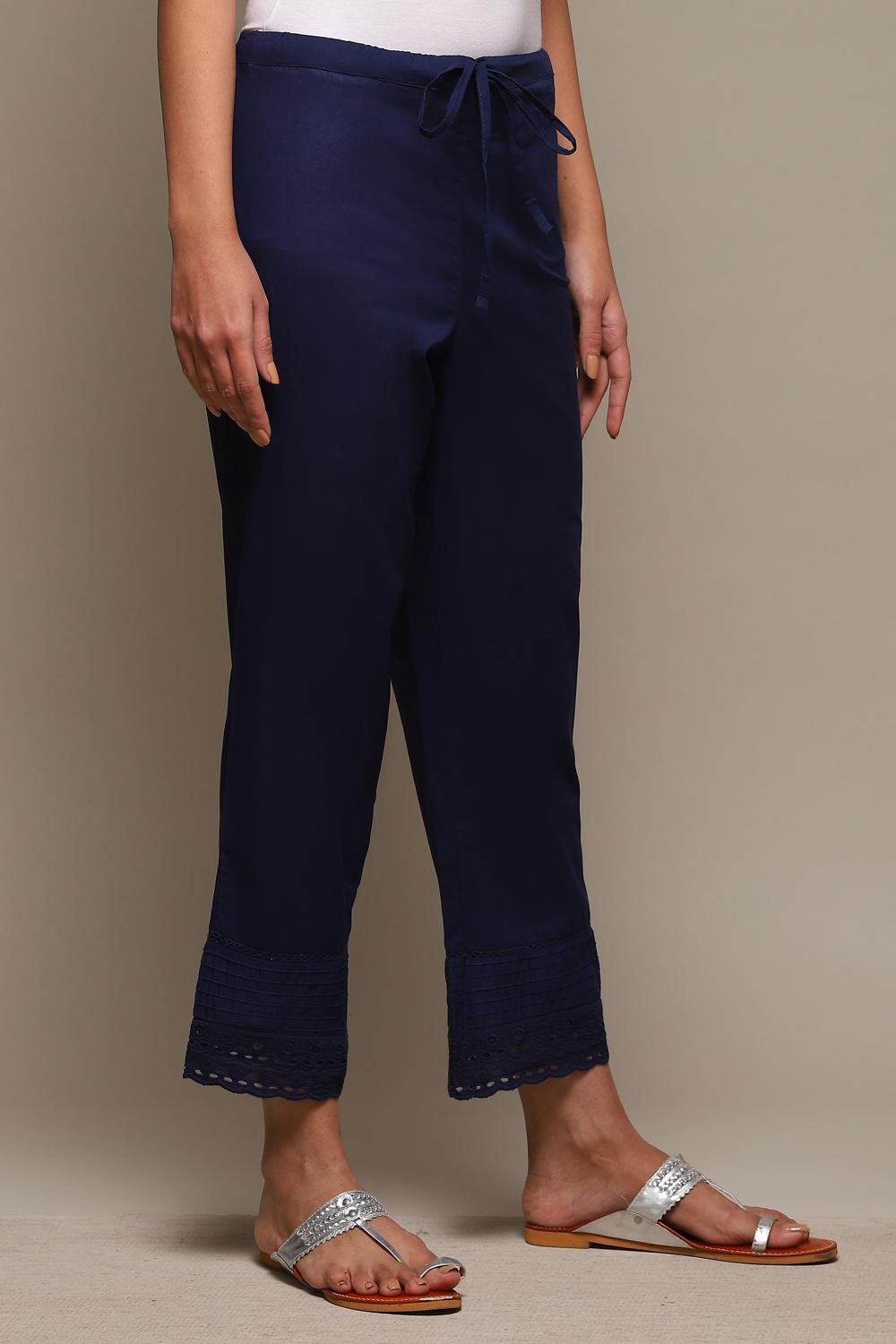Off White Cotton Regular Pants image number 3