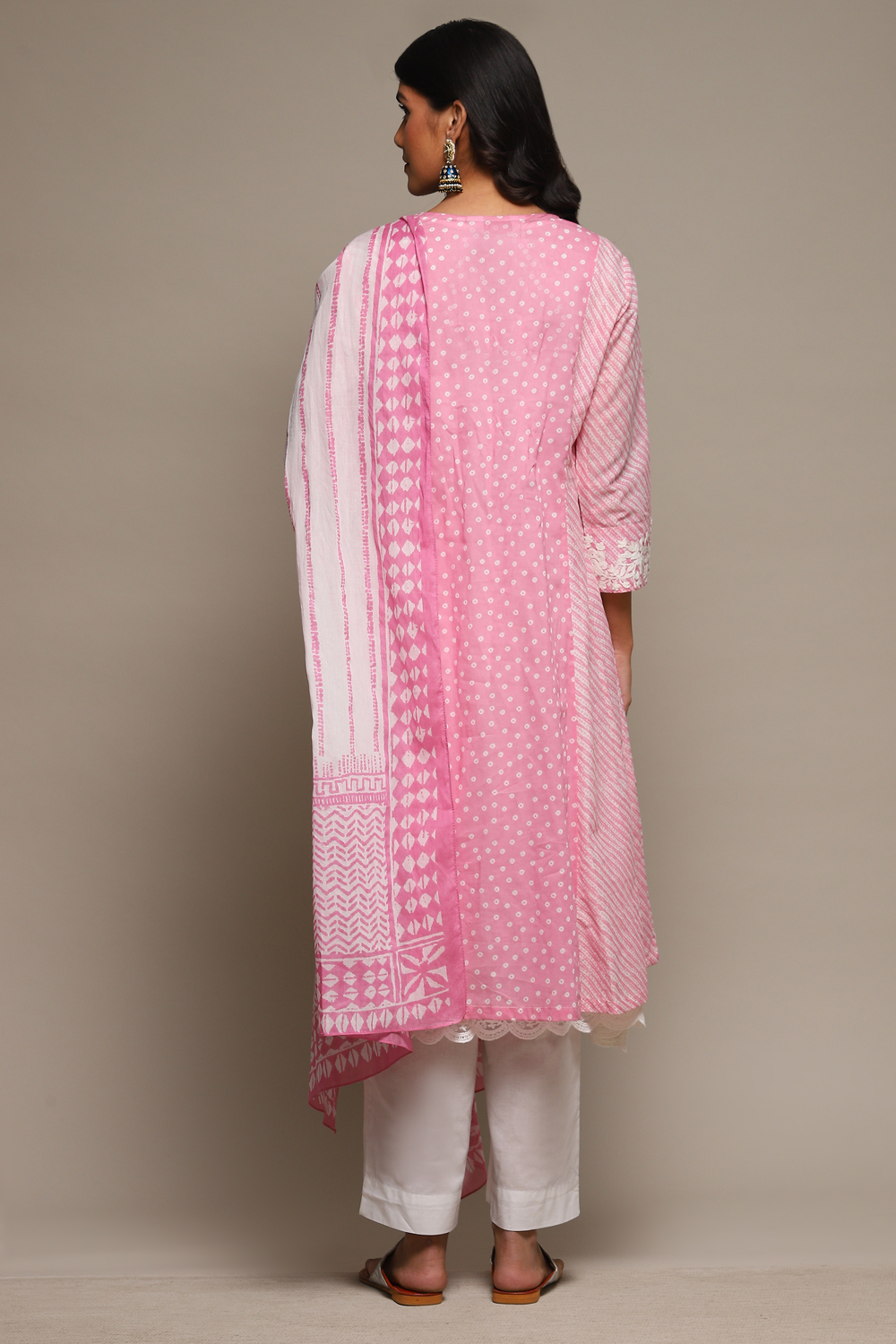 Rose Pink Cotton Layered Kurta Suit Set image number 5