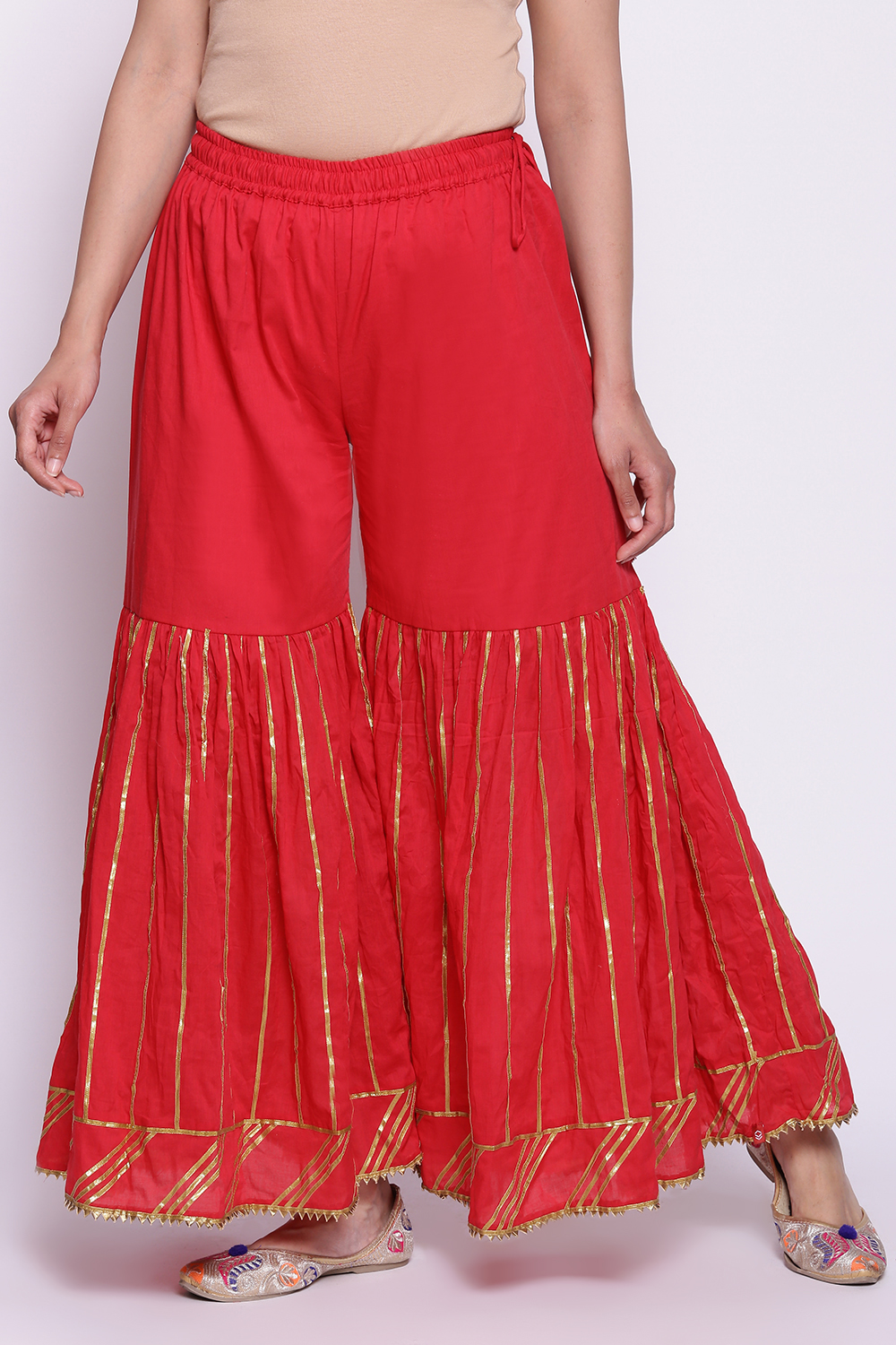 Crimson Red Cotton Sharara image number 0