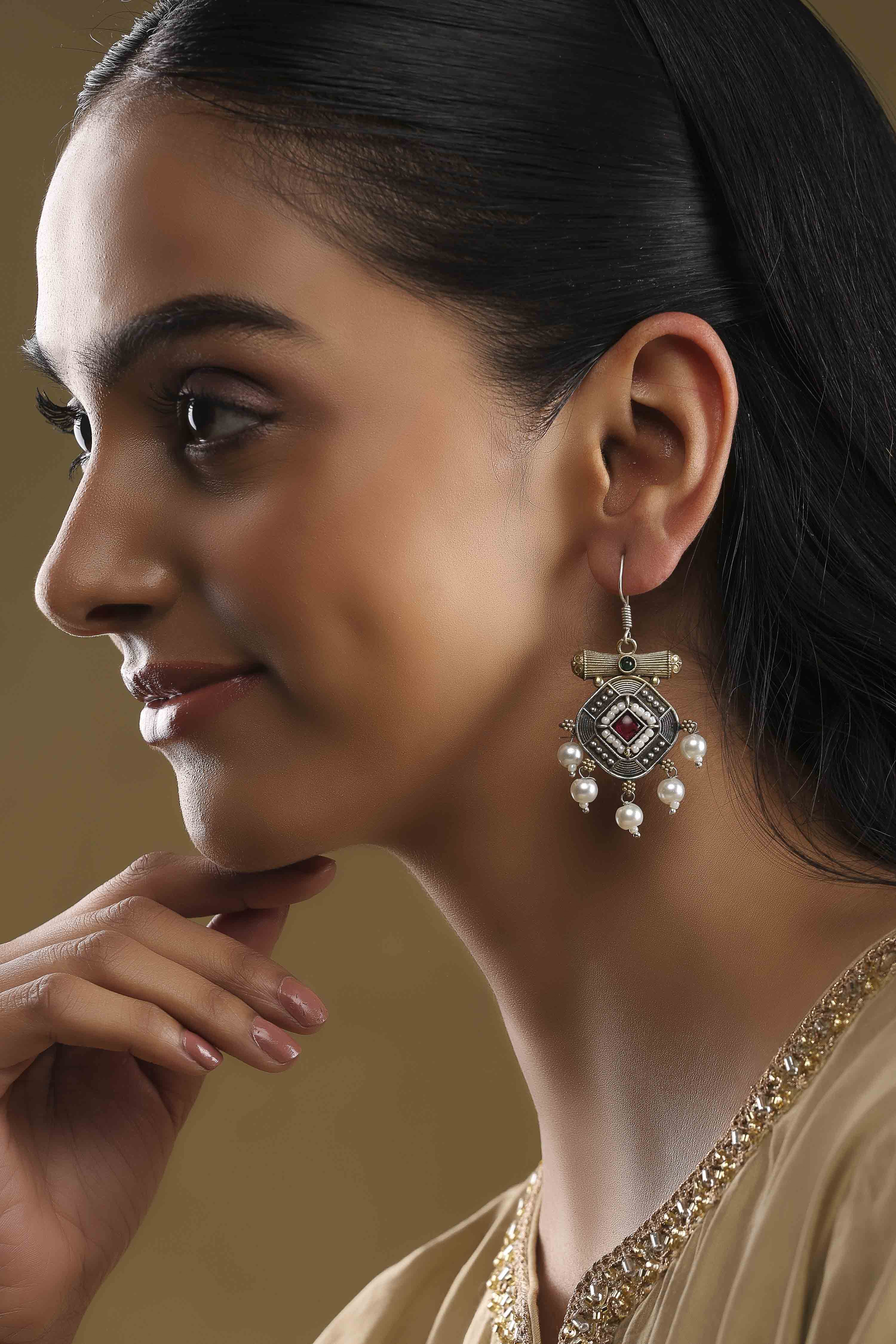 Dark Pink Brass Drop & Danglers image number 3