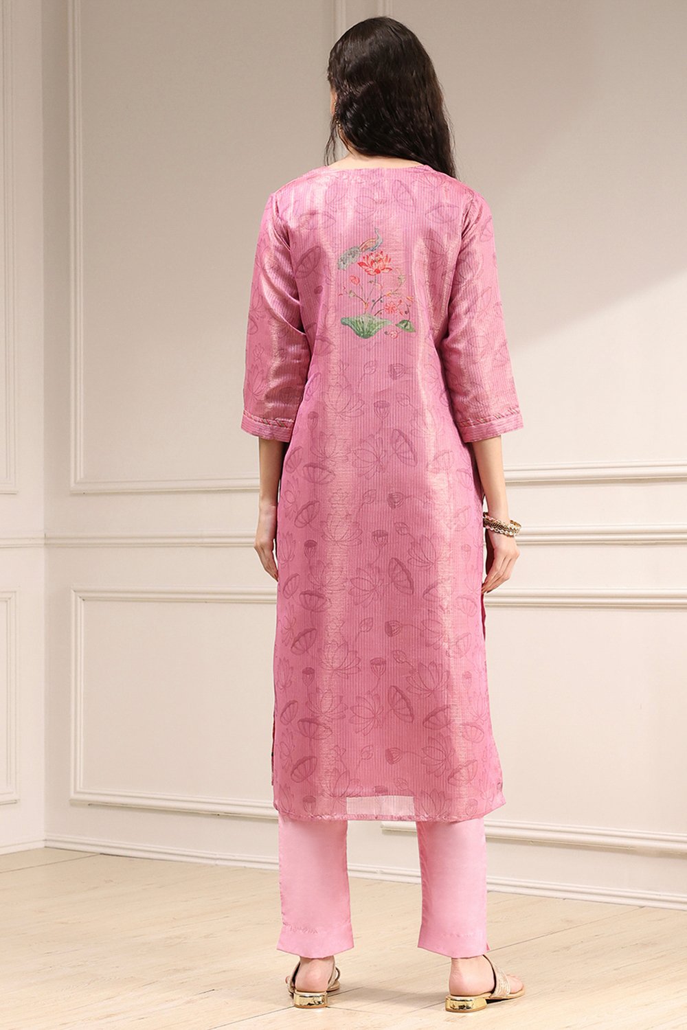 Pink Cotton Printed Unstitched Suit Set image number 5