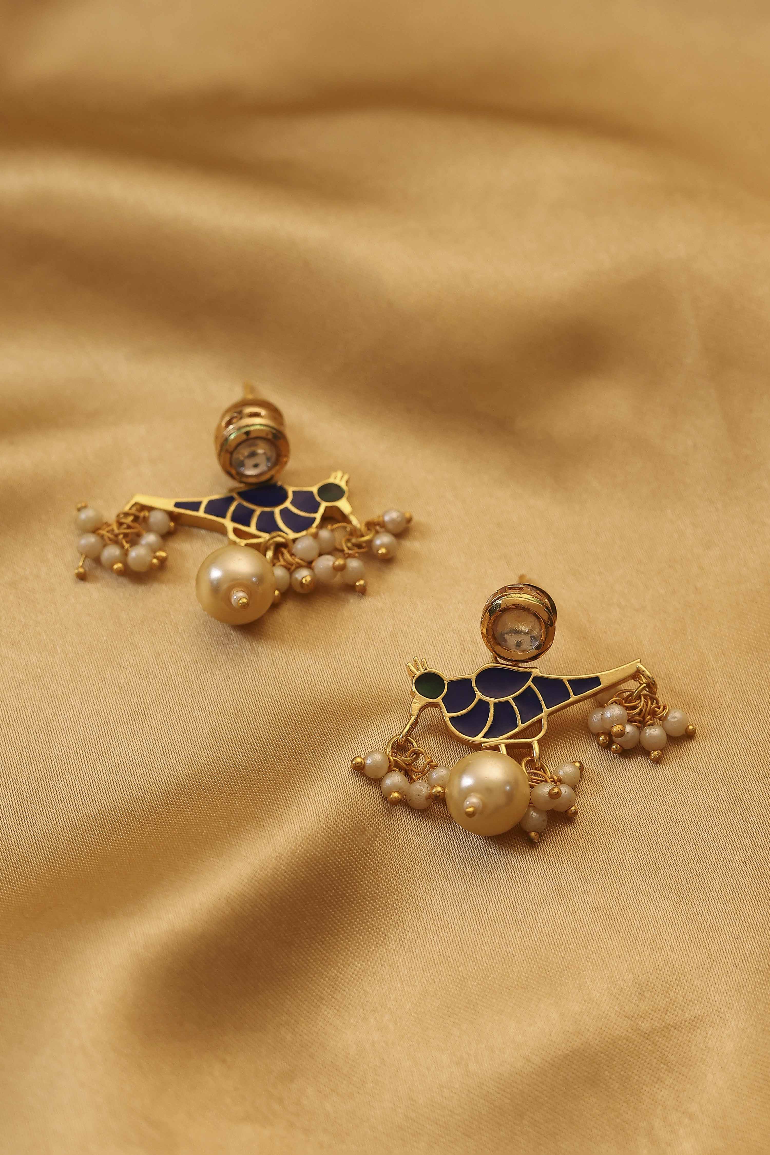 Blue Stone Embellished Earrings image number 0