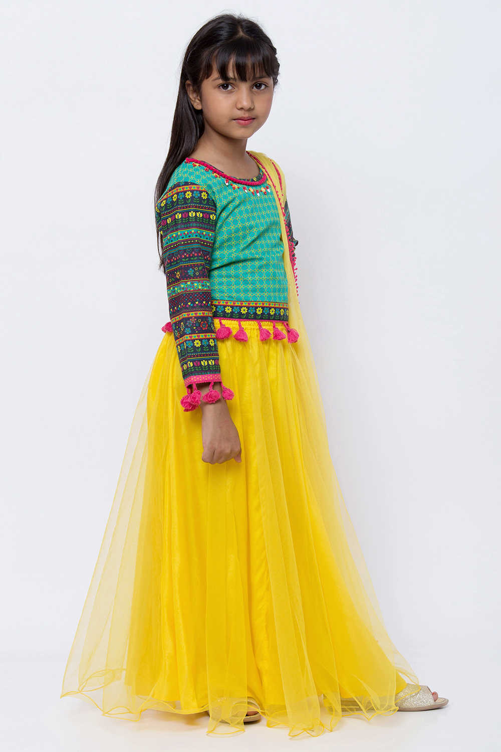 Multicolour Cotton Lehenga Set image number 3