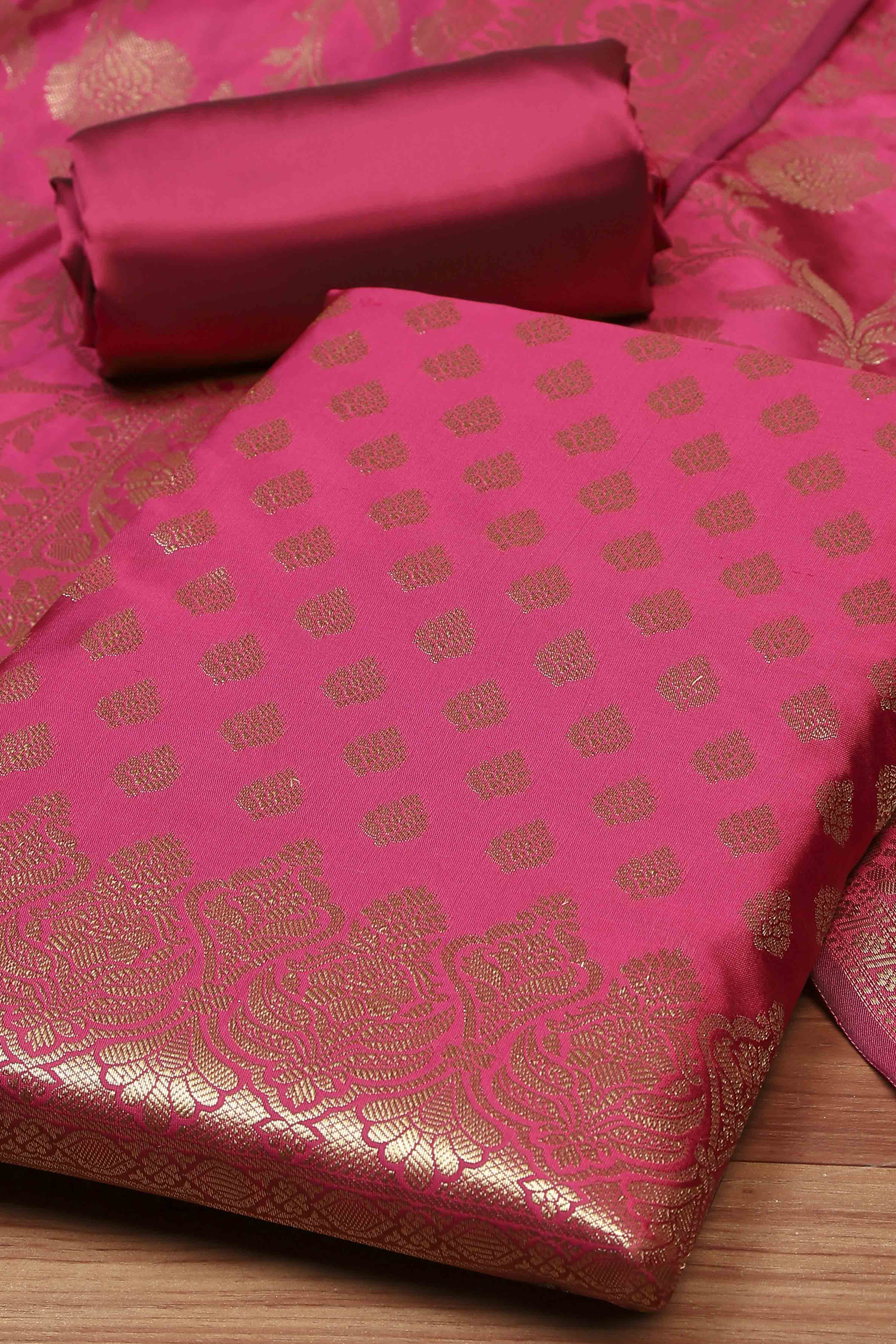 Rama Green Silk Unstitched Suit Set image number 1