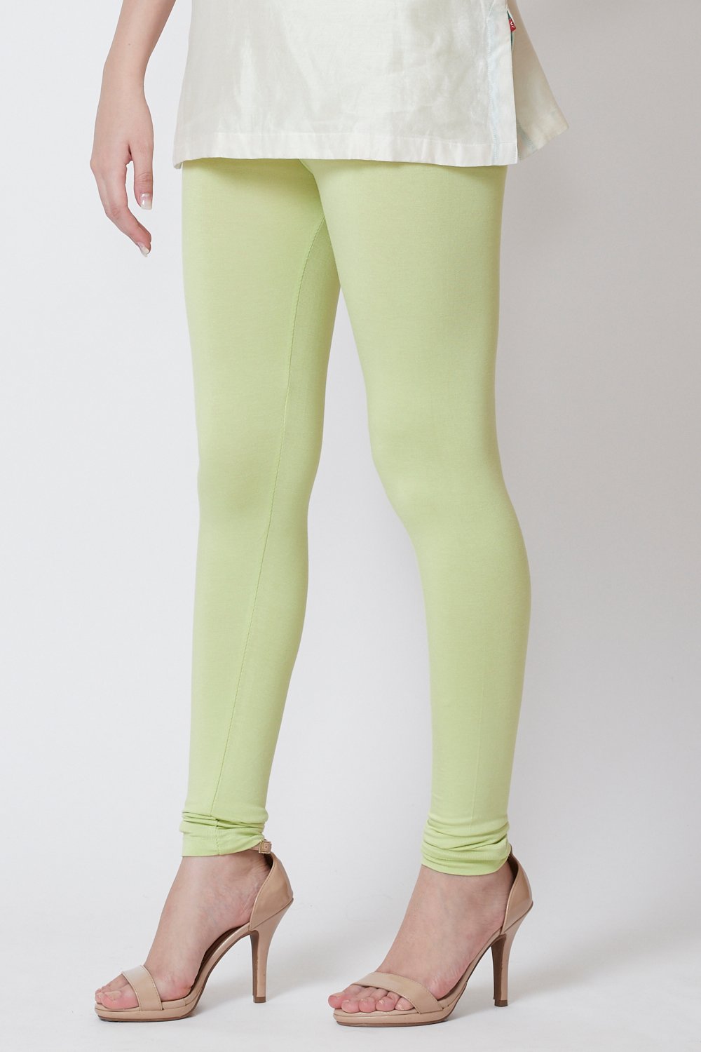 Moss Green Viscose Lycra Solid Leggings image number 0