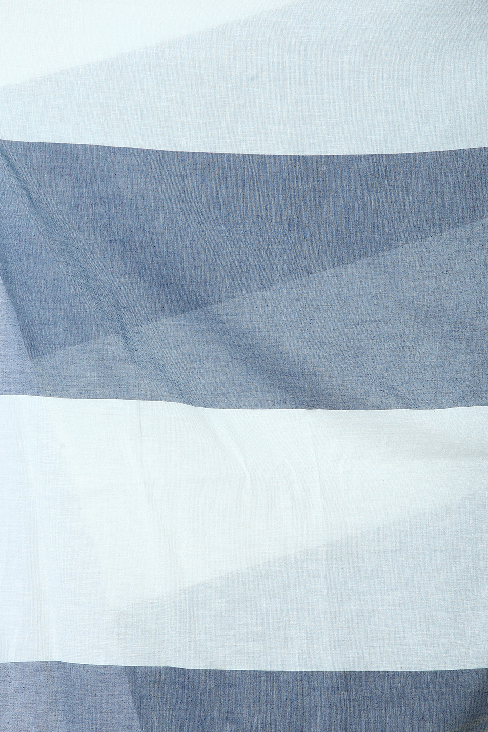 Off White And Blue Cotton Yarndyed Stole image number 1