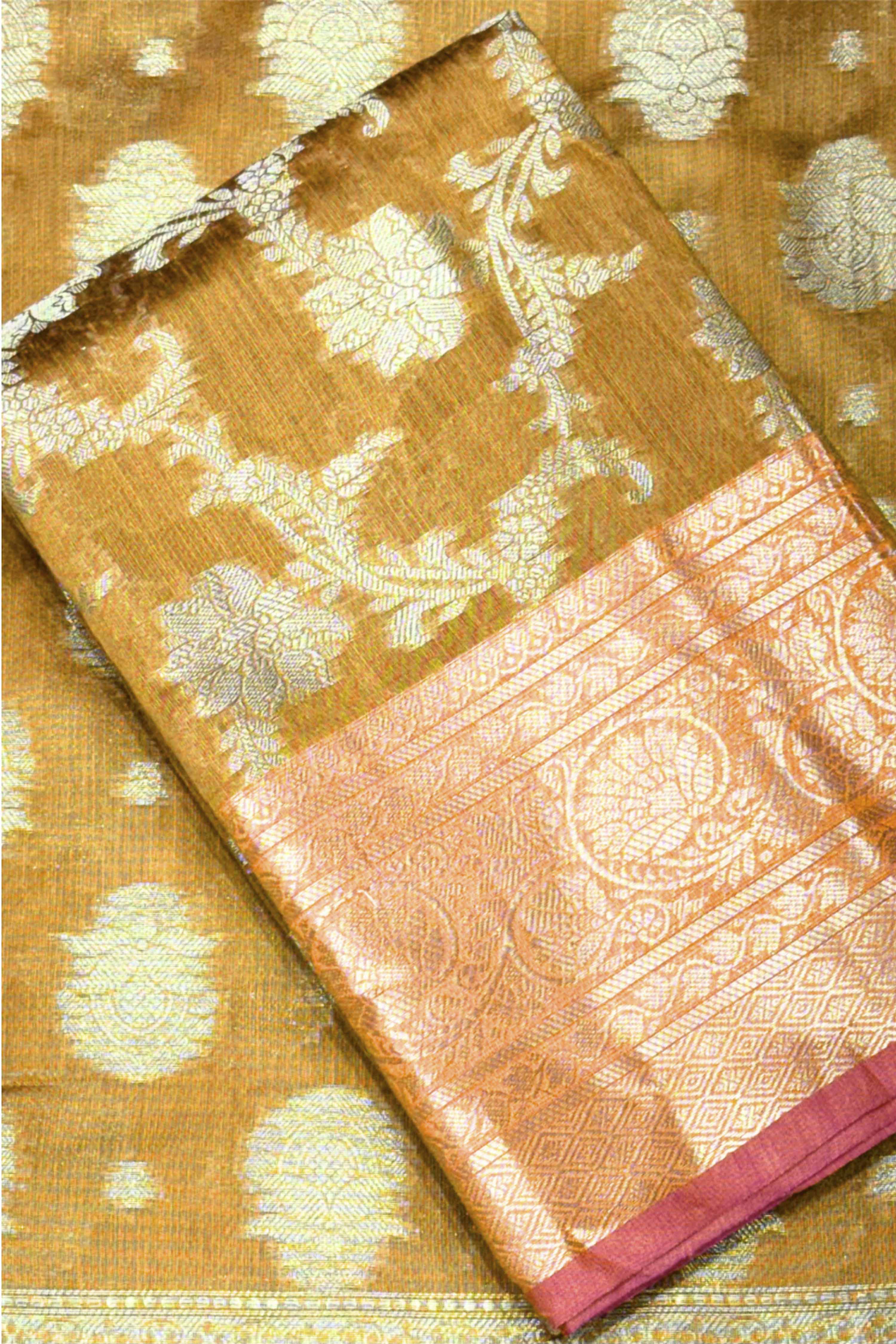 Green Chanderi Silk Printed Unstitched Suit Set image number 1