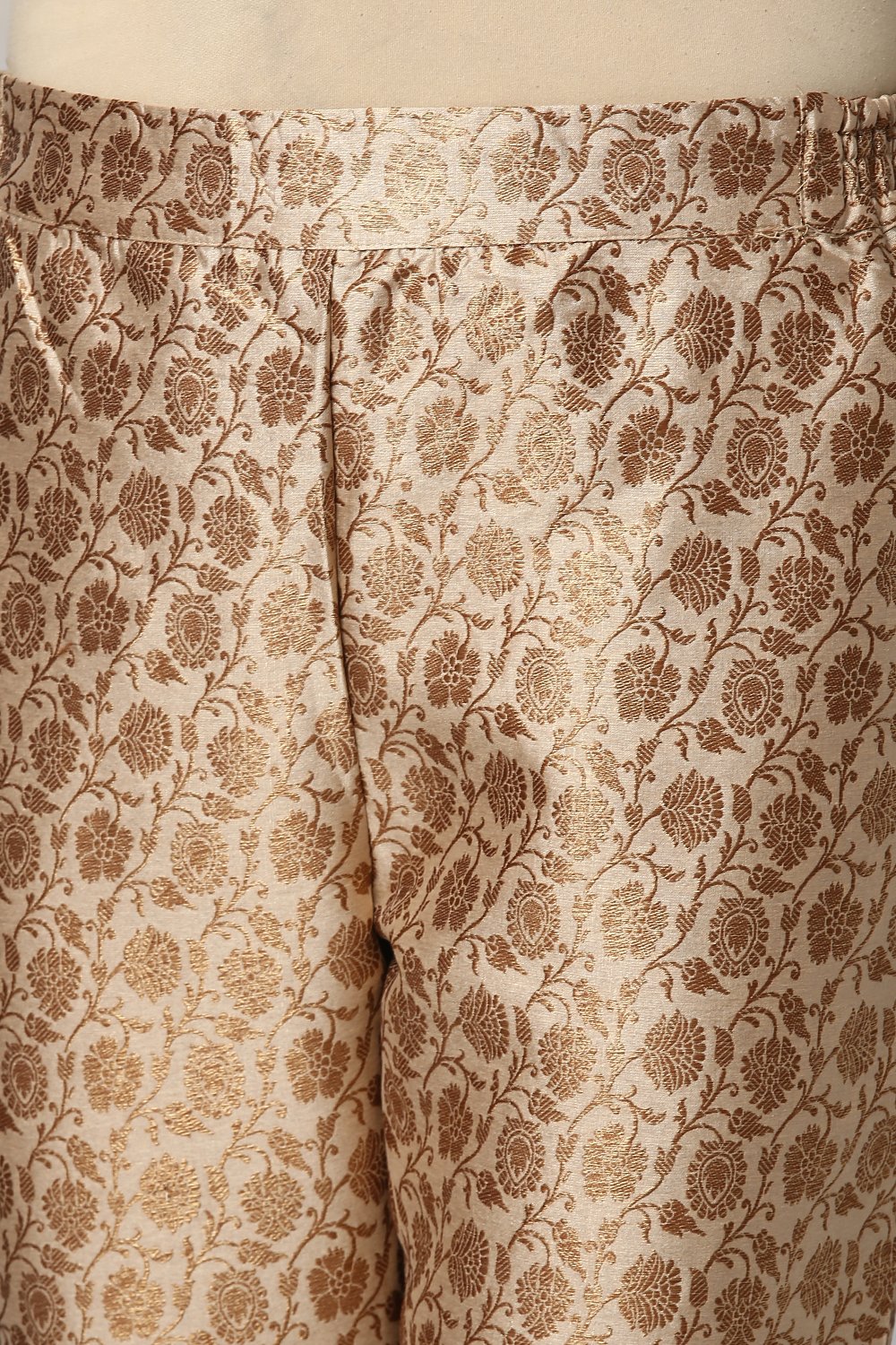 Brown Metallic Cotton Straight Kurta Pants Set image number 2