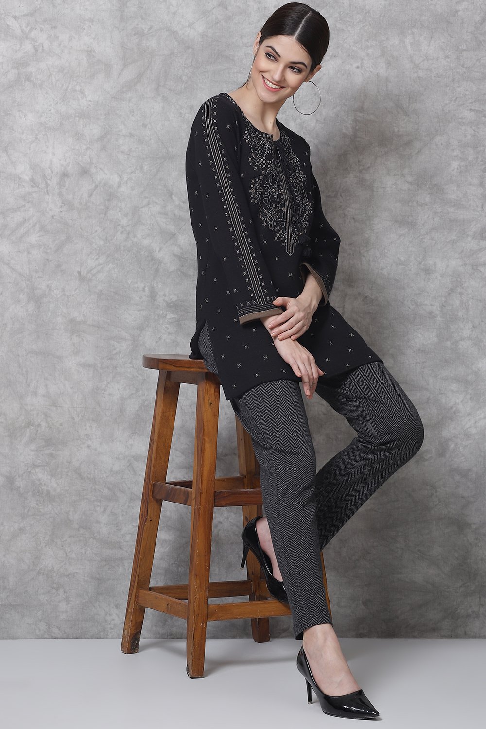 Navy Straight Cotton Pants image number 3