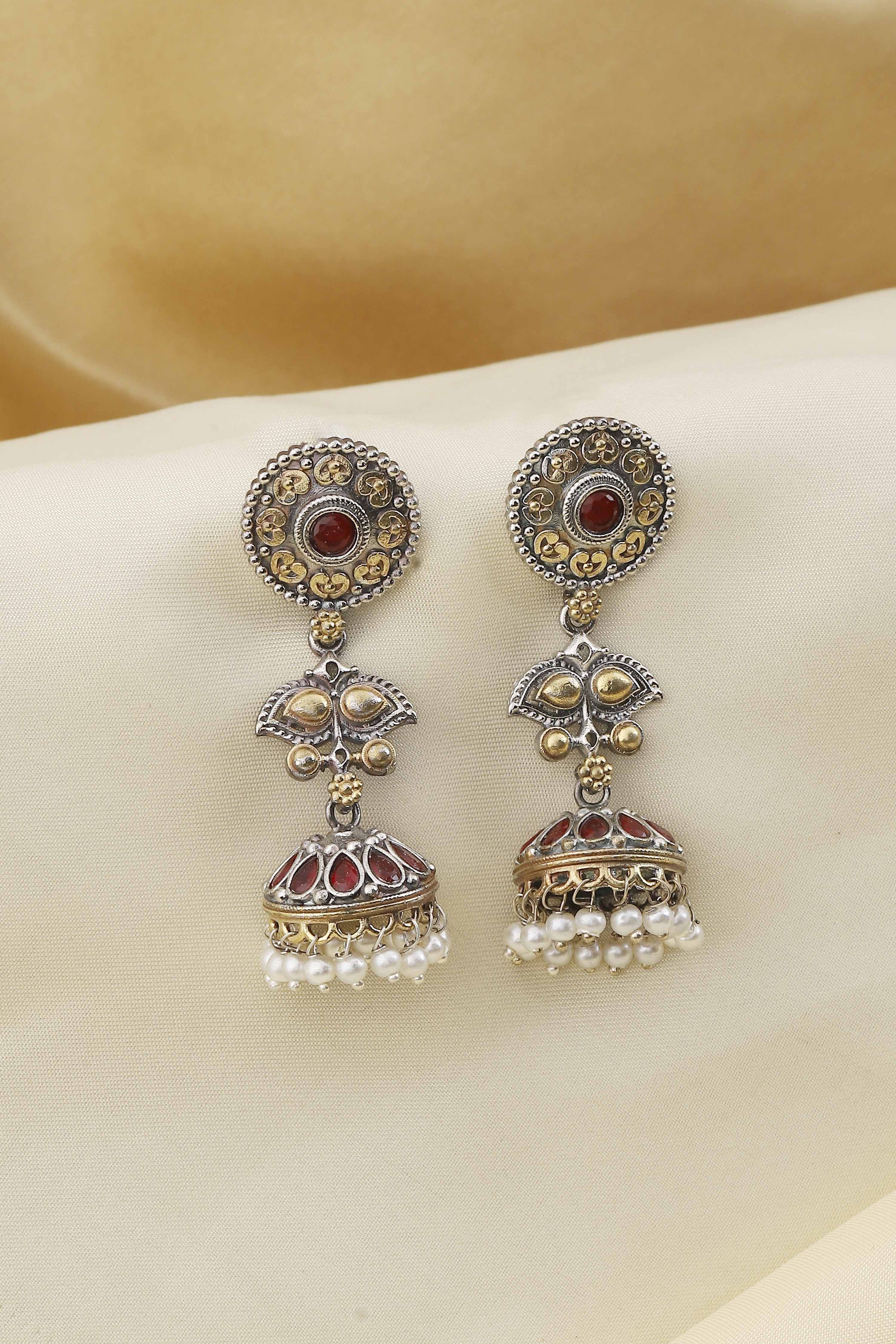 Red Brass Jhumka image number 0