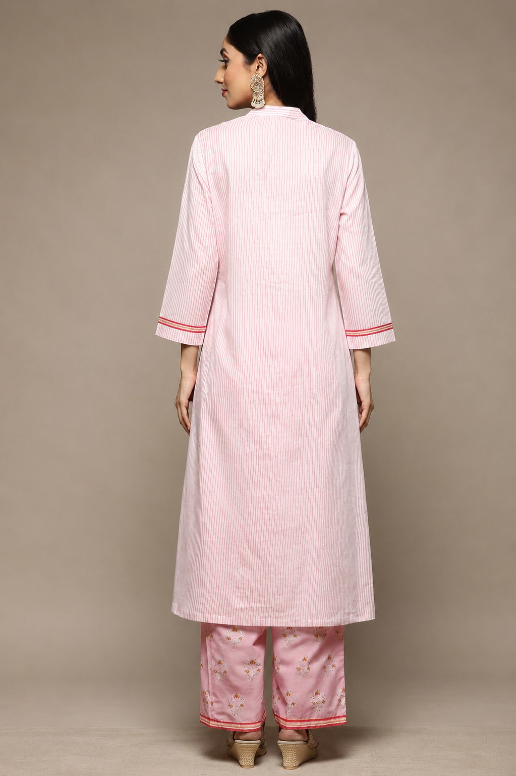 Teal Cotton A-Line Kurta Palazzo Suit Set image number 5