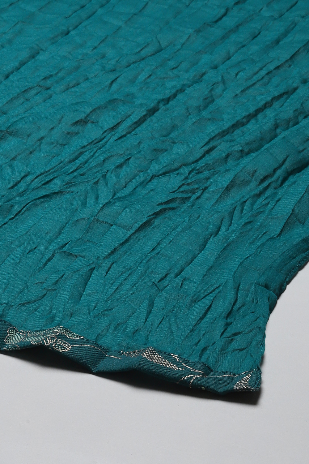 Peacock Green Cotton Blend Straight Kurta Pants Suit Set image number 3