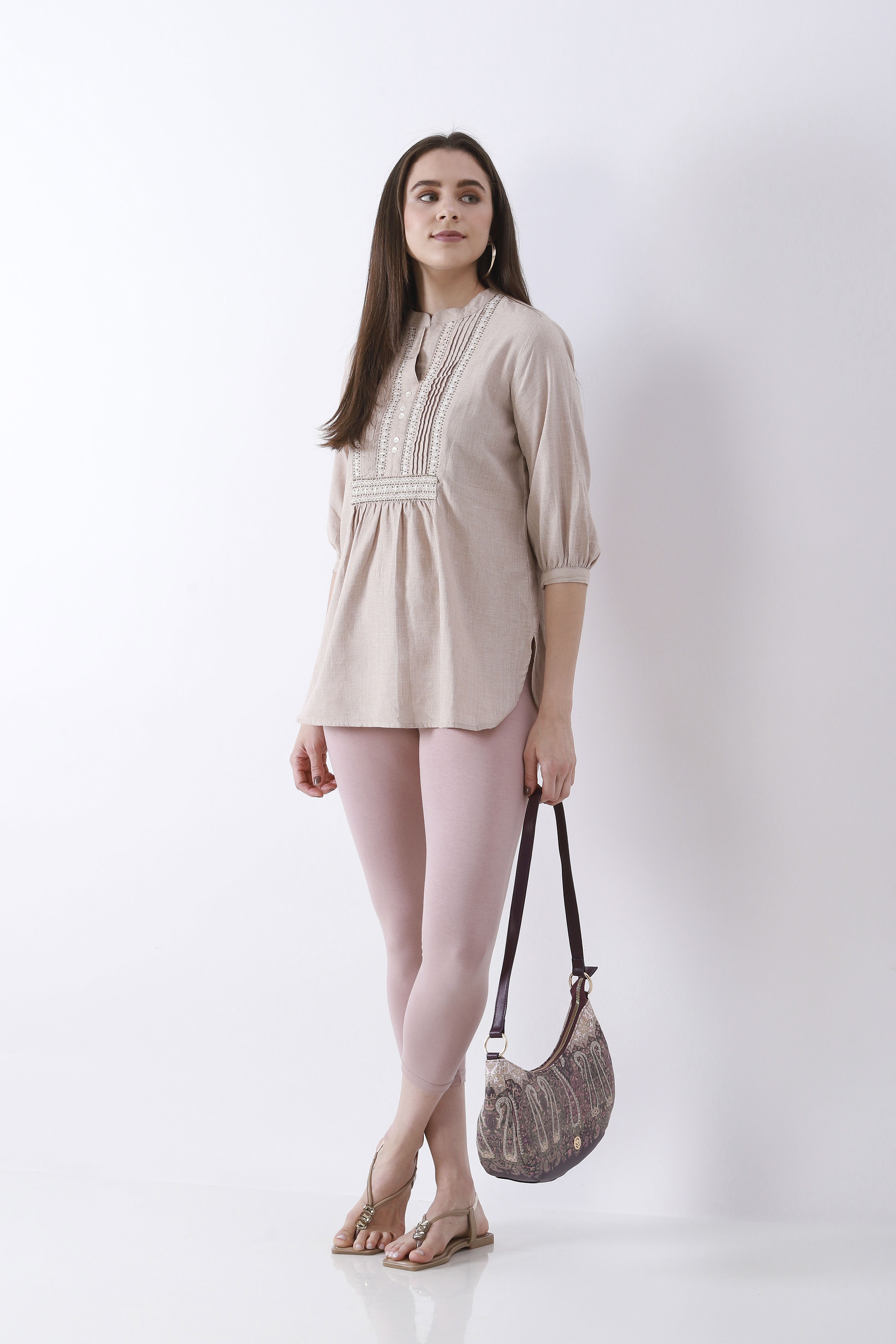 Camel Cotton Lycra Leggings image number 0