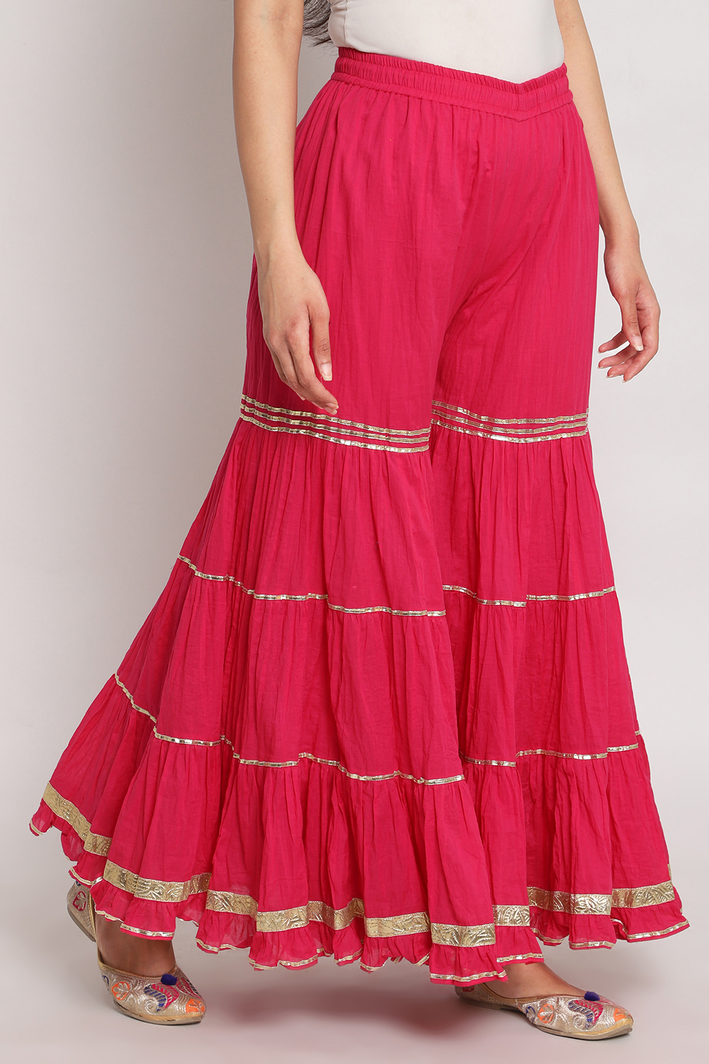 Blue Cotton Sharara Pants image number 4