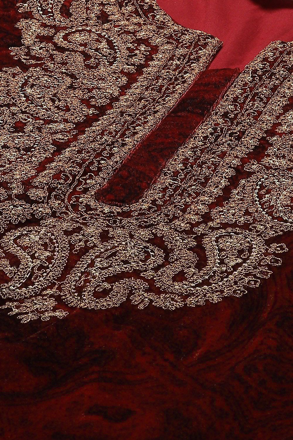 Red Velvet Straight Kurta image number 1