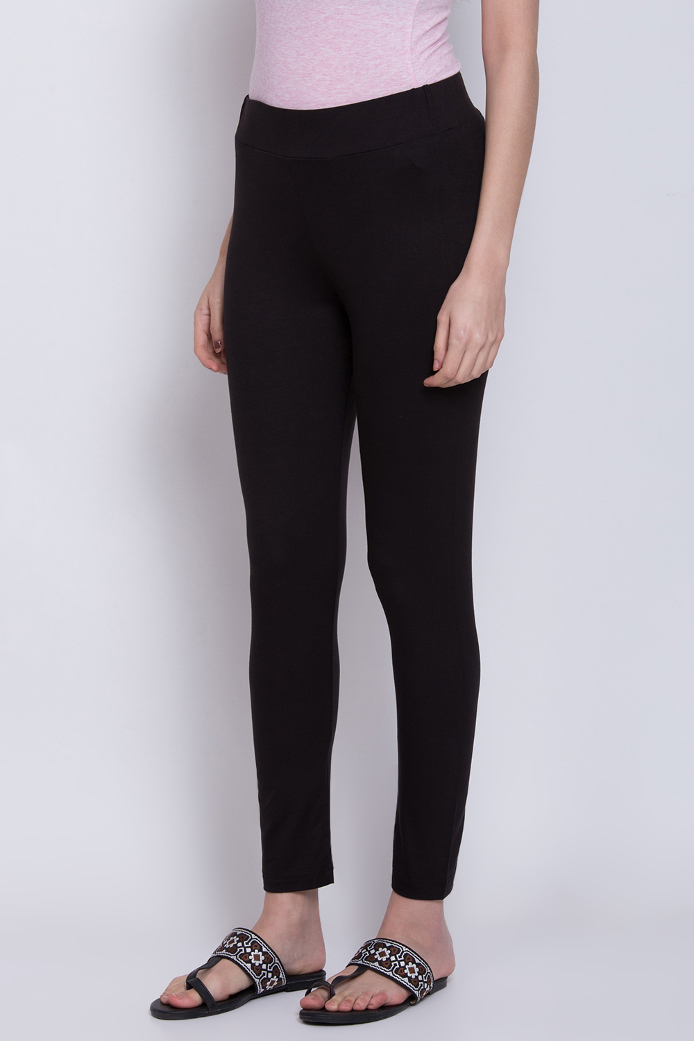 Yellow Viscose & Lycra Leggings image number 2