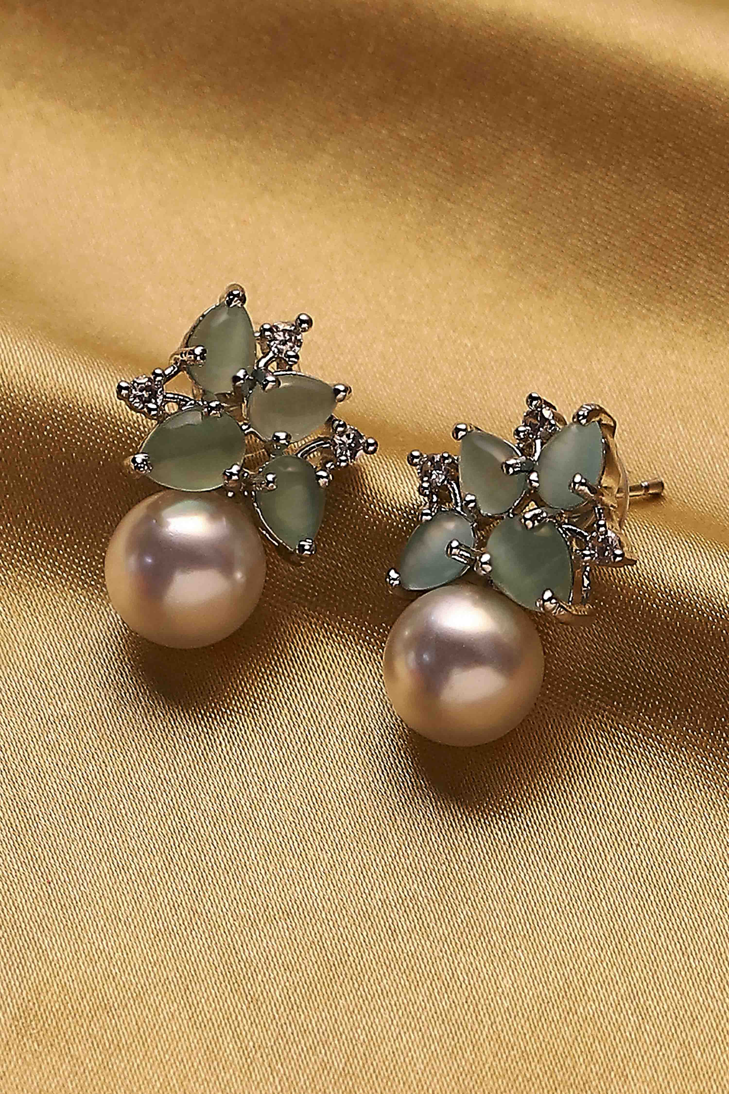 Mint Green Stone Earrings image number 0