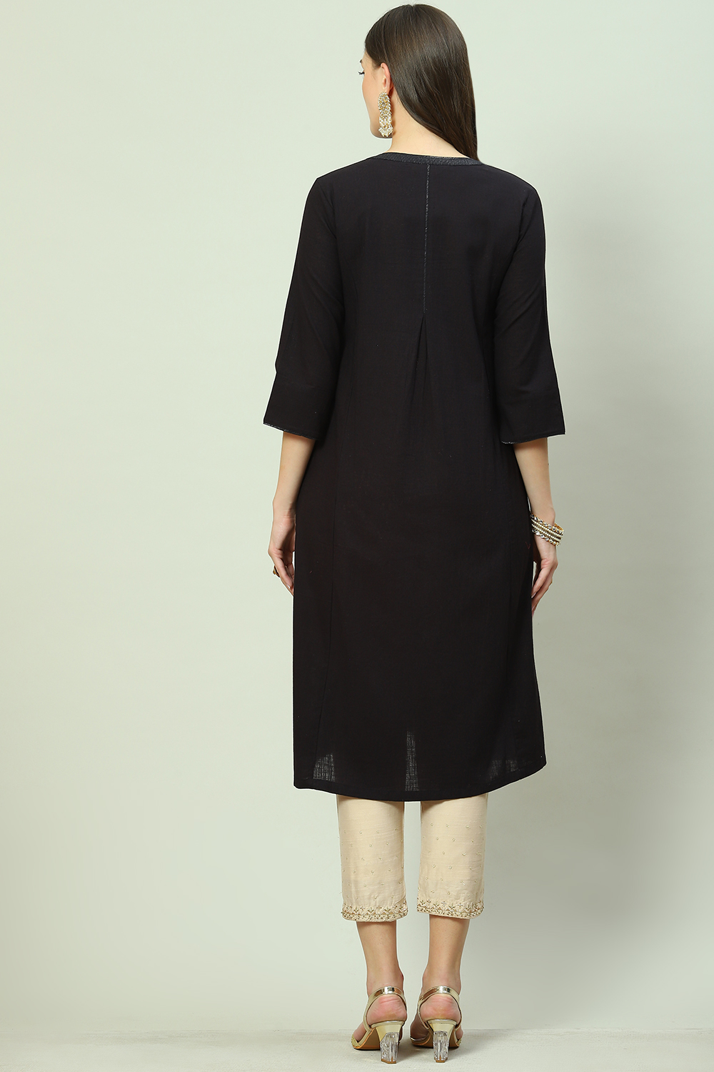Blue Cotton Solid Kurti image number 4