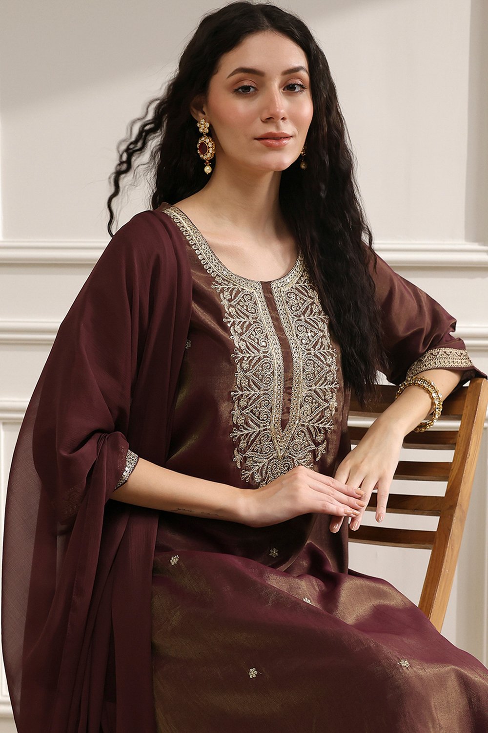Green Viscose Rayon Straight Solid Suit Set image number 7