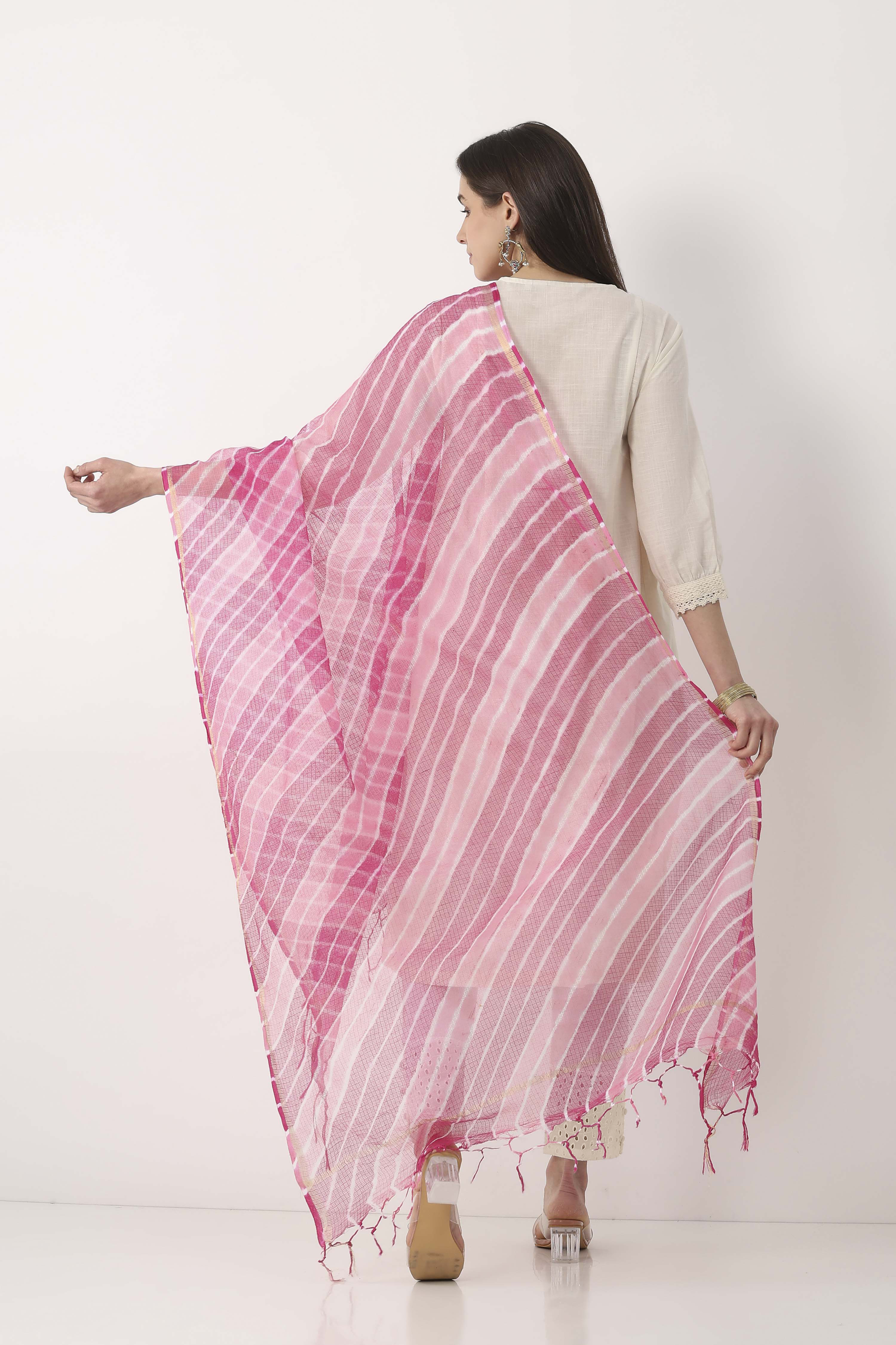 Pink Cotton Dupatta image number 2