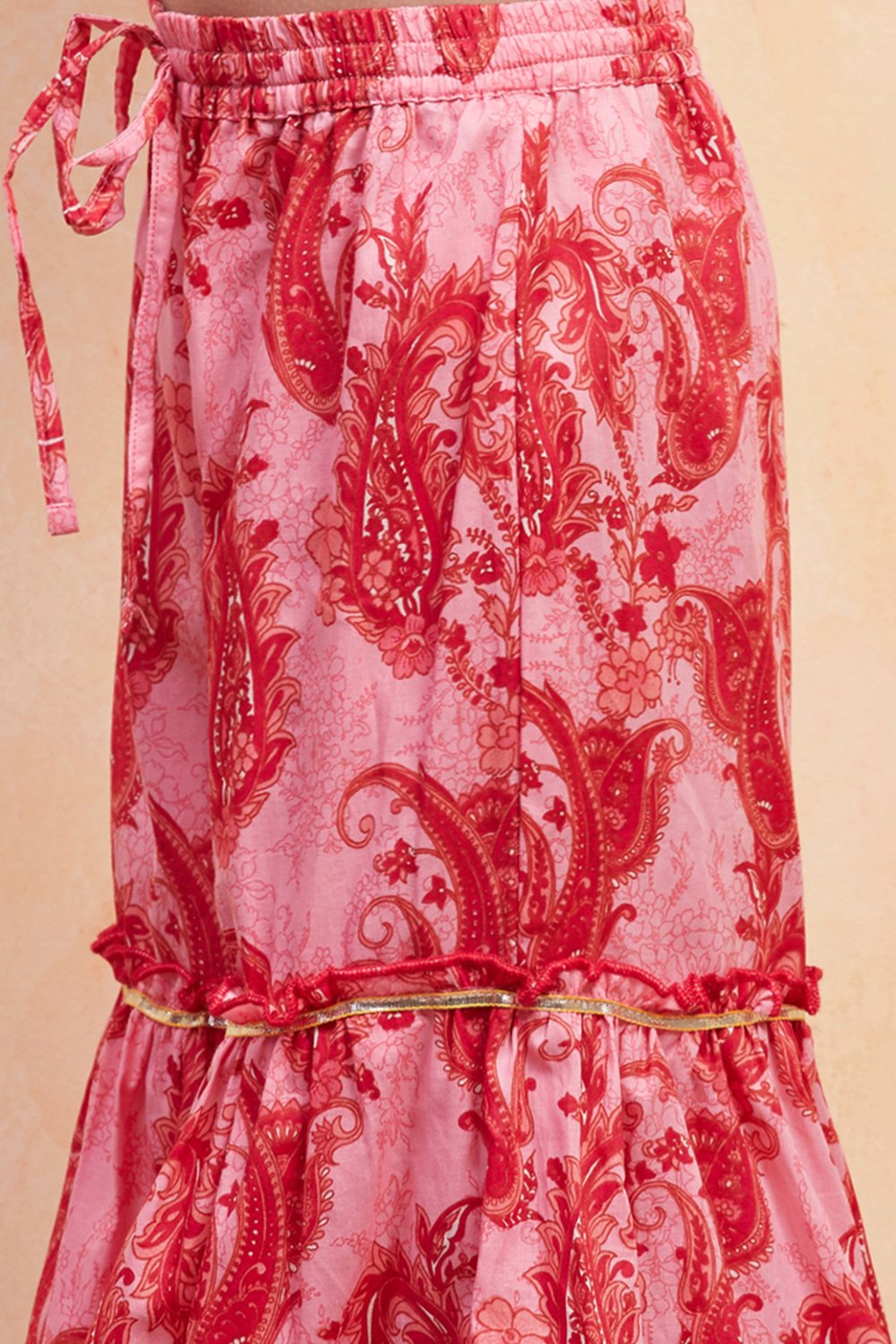 Pink Cotton Gathered Suit Set image number 2