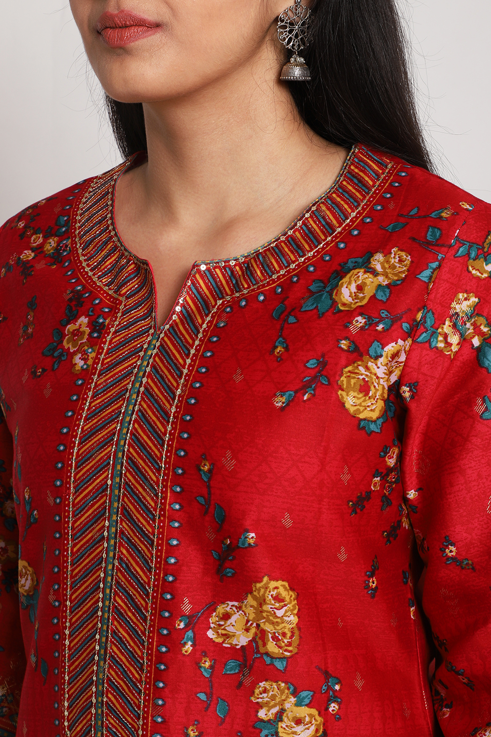 Mustard Cotton Straight Printed Kurta image number 1