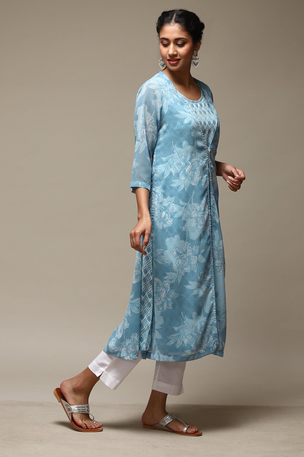 Coral LIVA Blend Straight Printed Kurta image number 5
