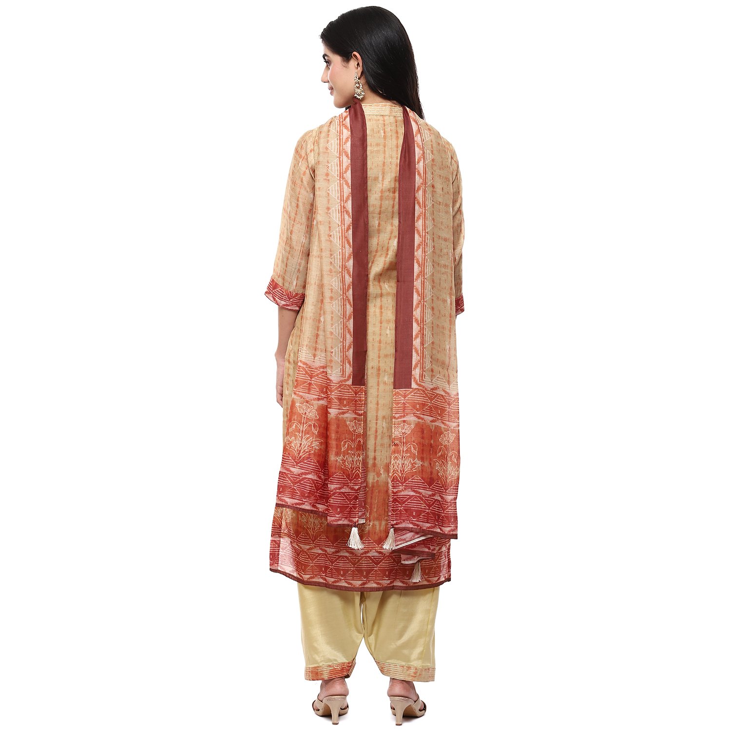 Mustard Chanderi Digital Print Unstitched Suit Set image number 5