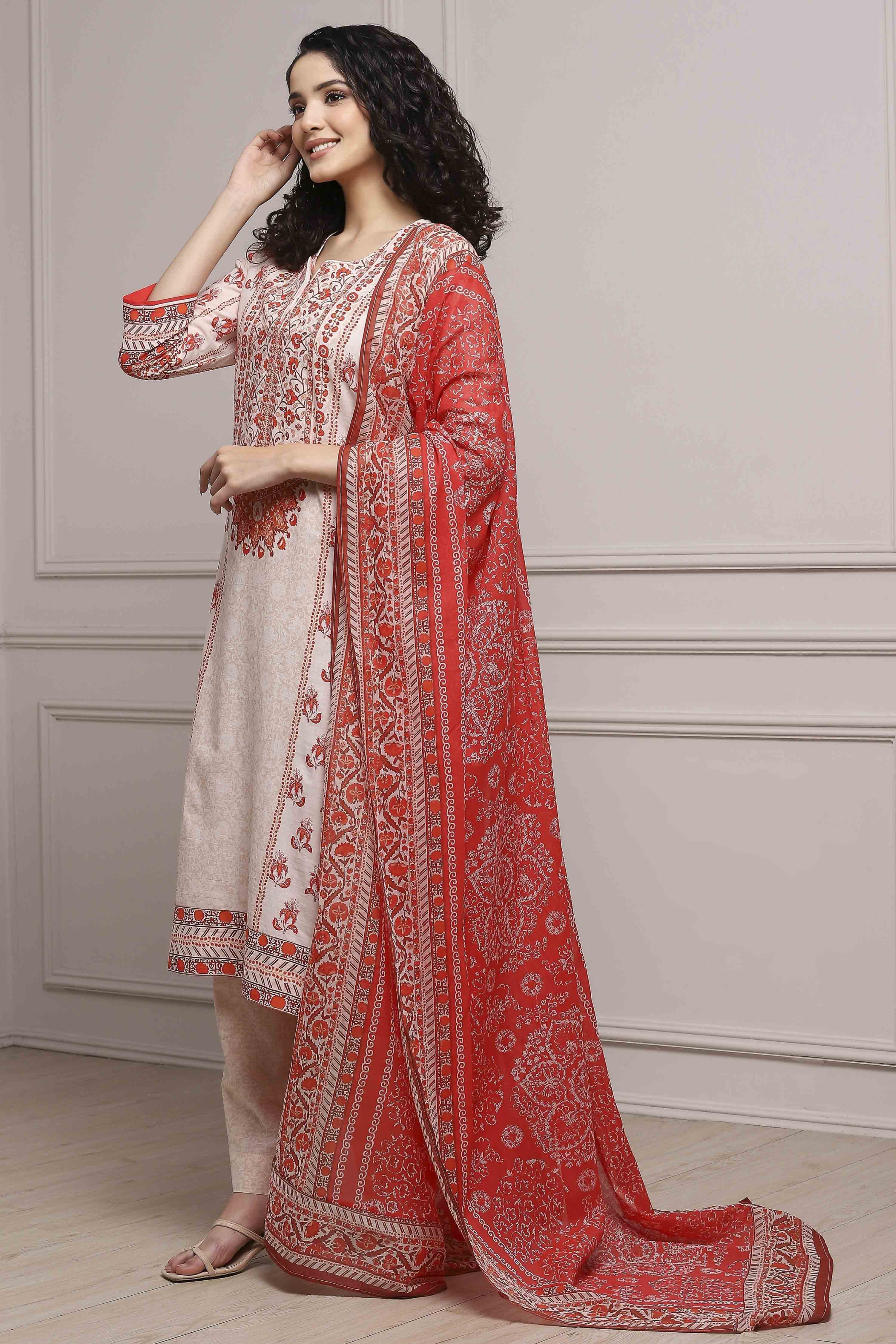 Blue Cotton Straight Suit Set image number 3