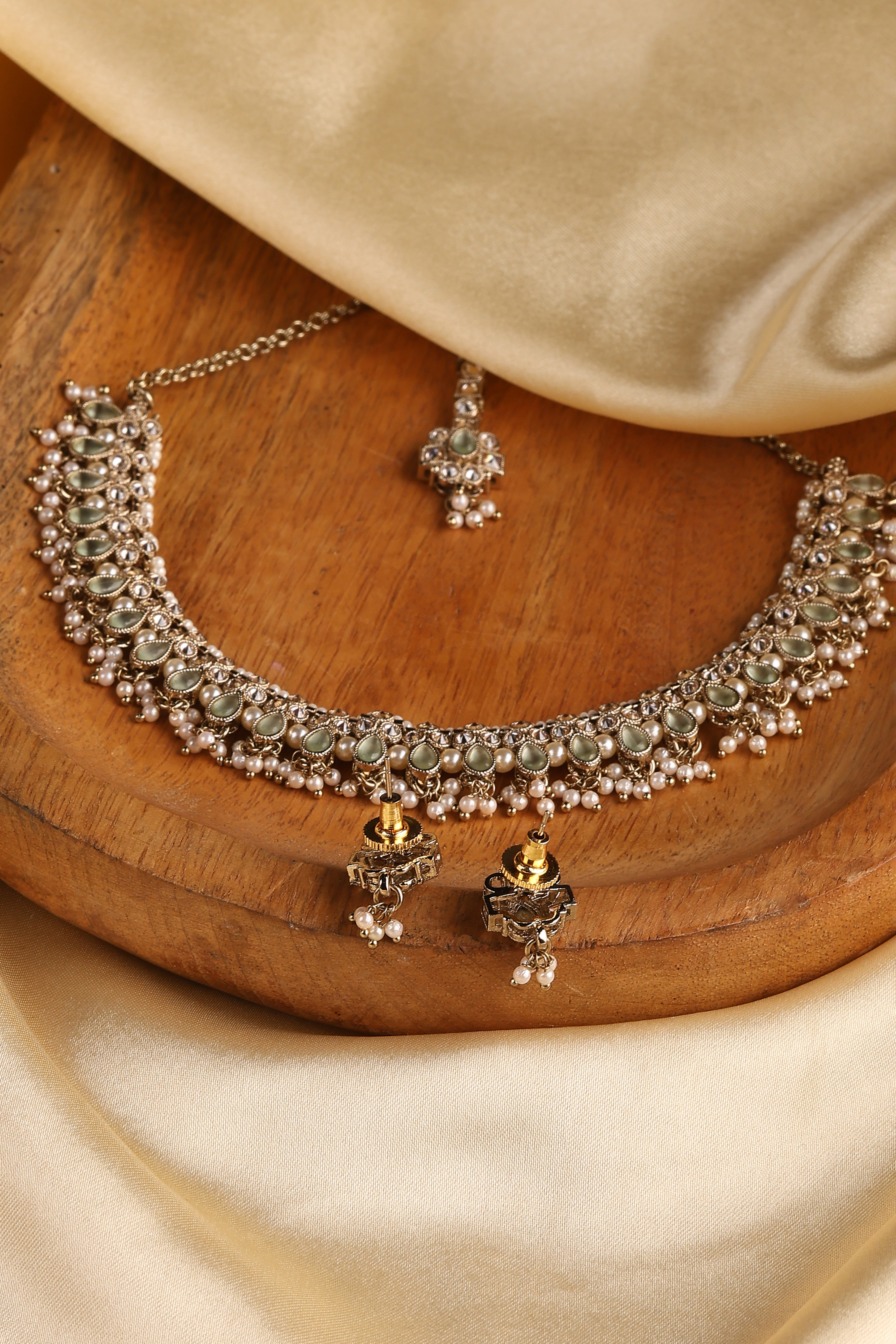 Mint Green Alloy Necklace Set image number 6