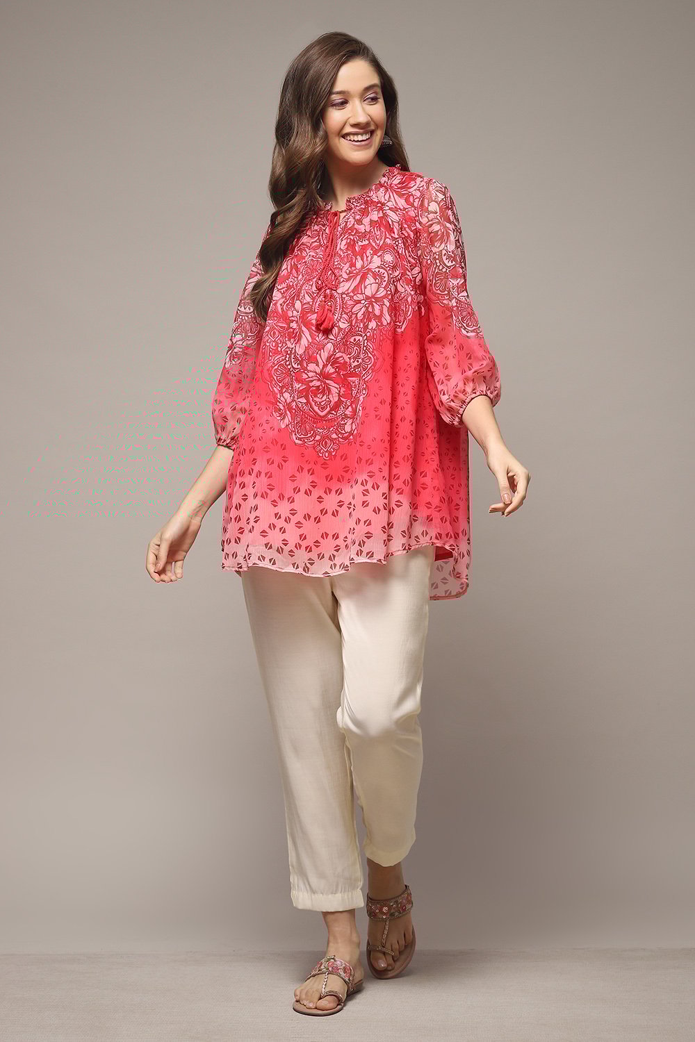 White Cotton Blend Slim Pants image number 0